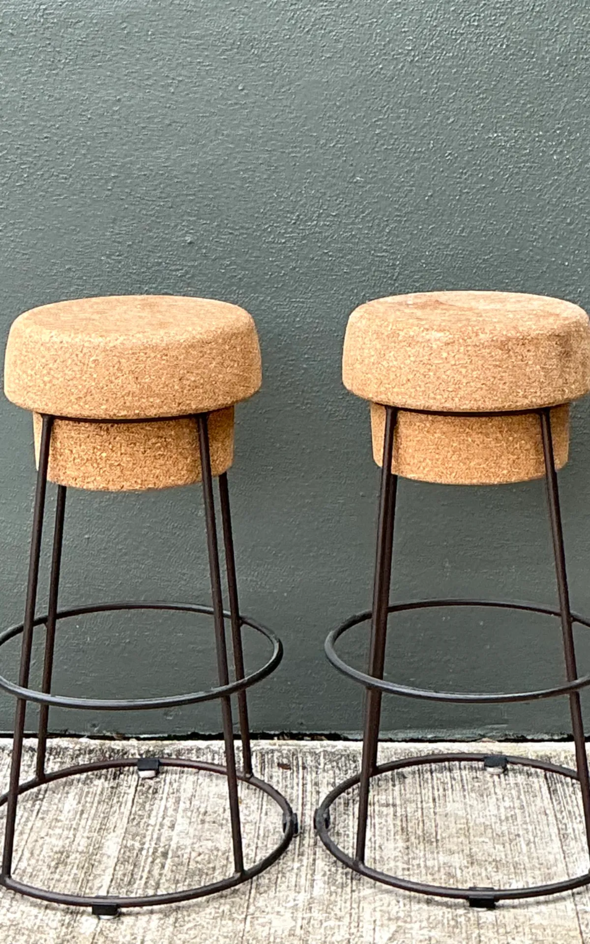Vintage Cork and Metal Bar Stools - A Pair — additional photo 5