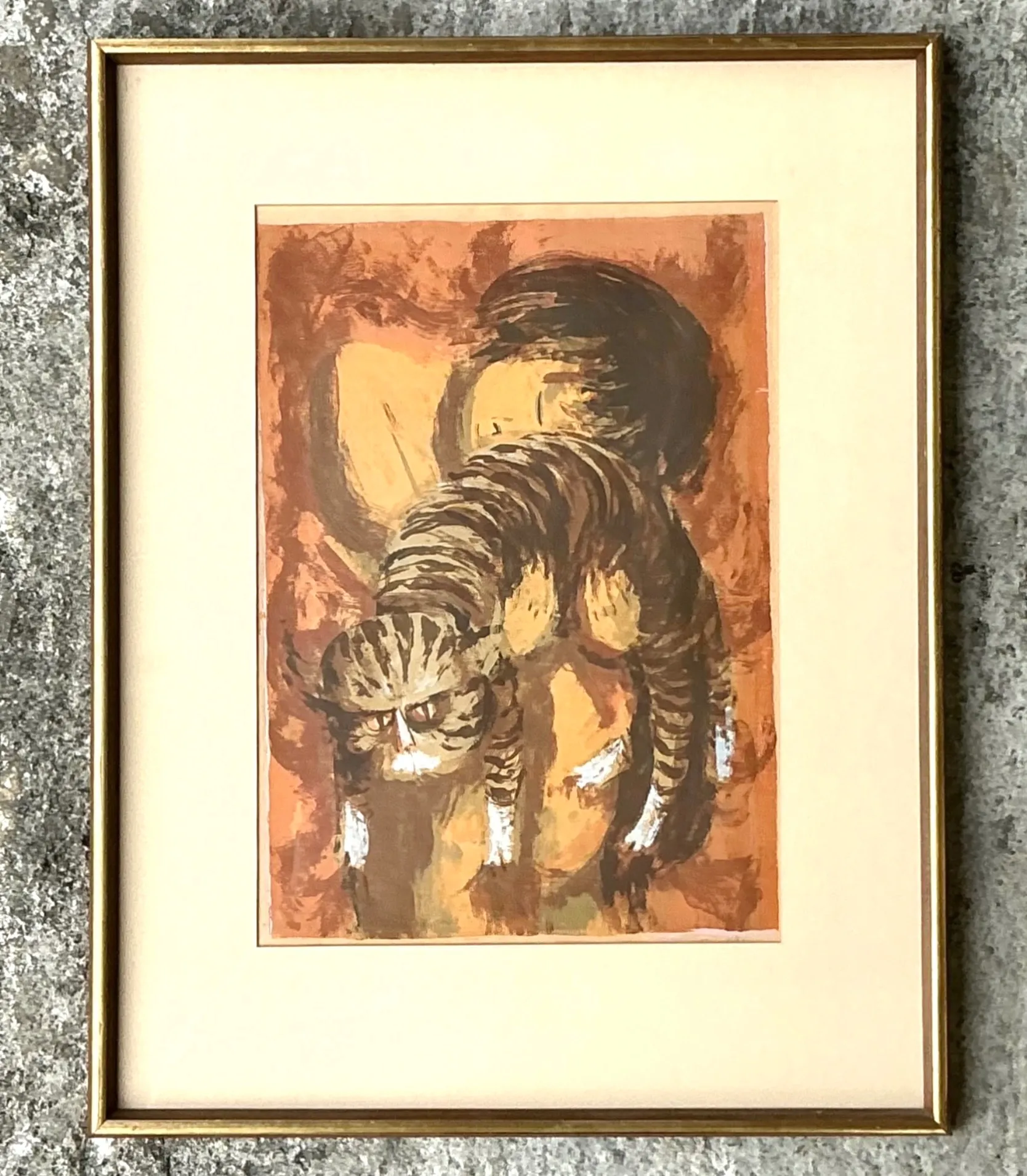 Vintage Boho Signed Original Lithograph on Paper — additional photo 2