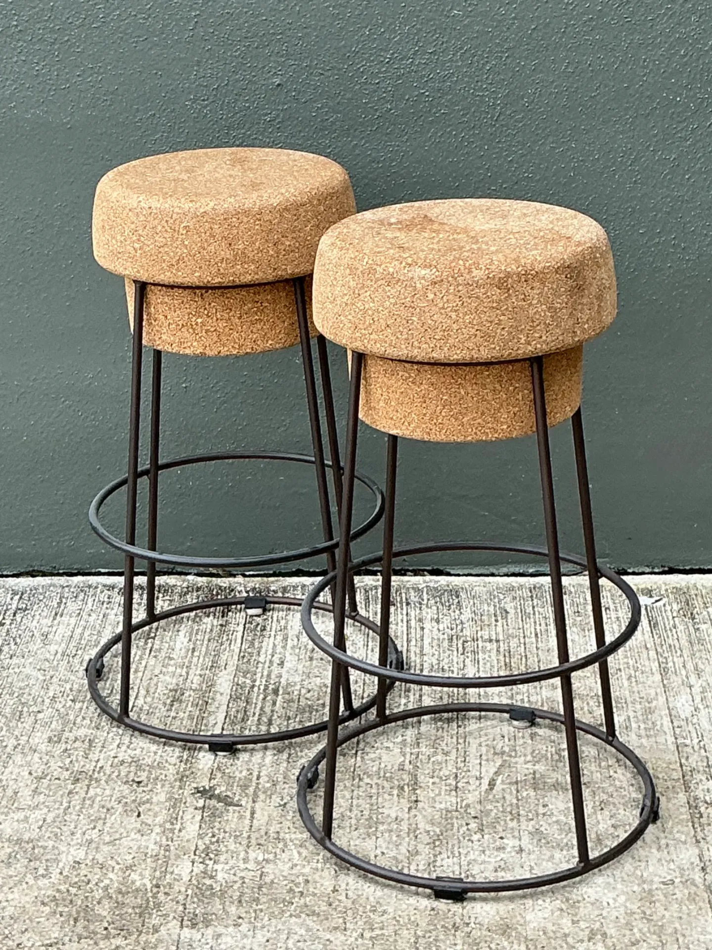 Vintage Cork and Metal Bar Stools - A Pair — additional photo 7