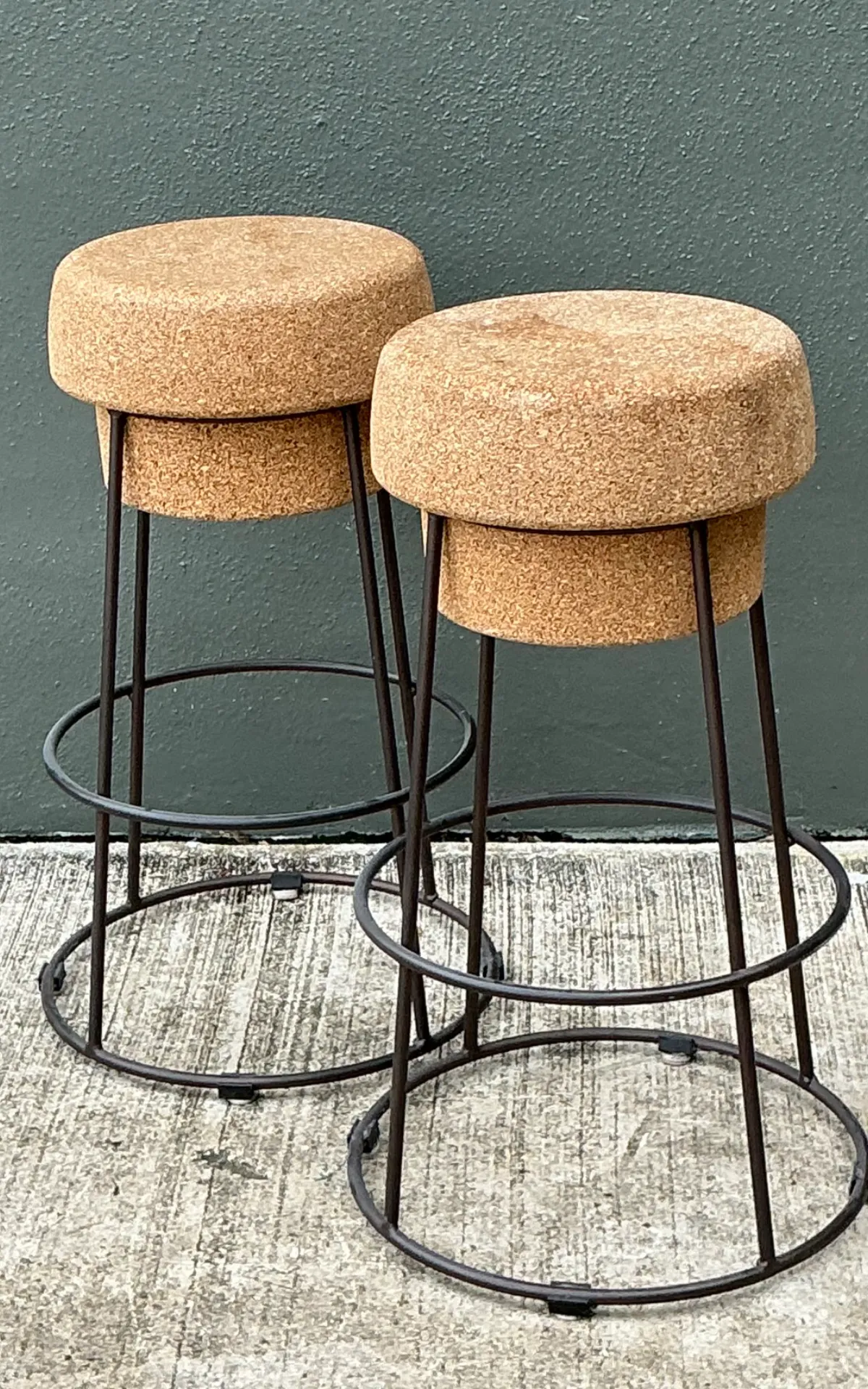 Vintage Cork and Metal Bar Stools - A Pair — additional photo 7
