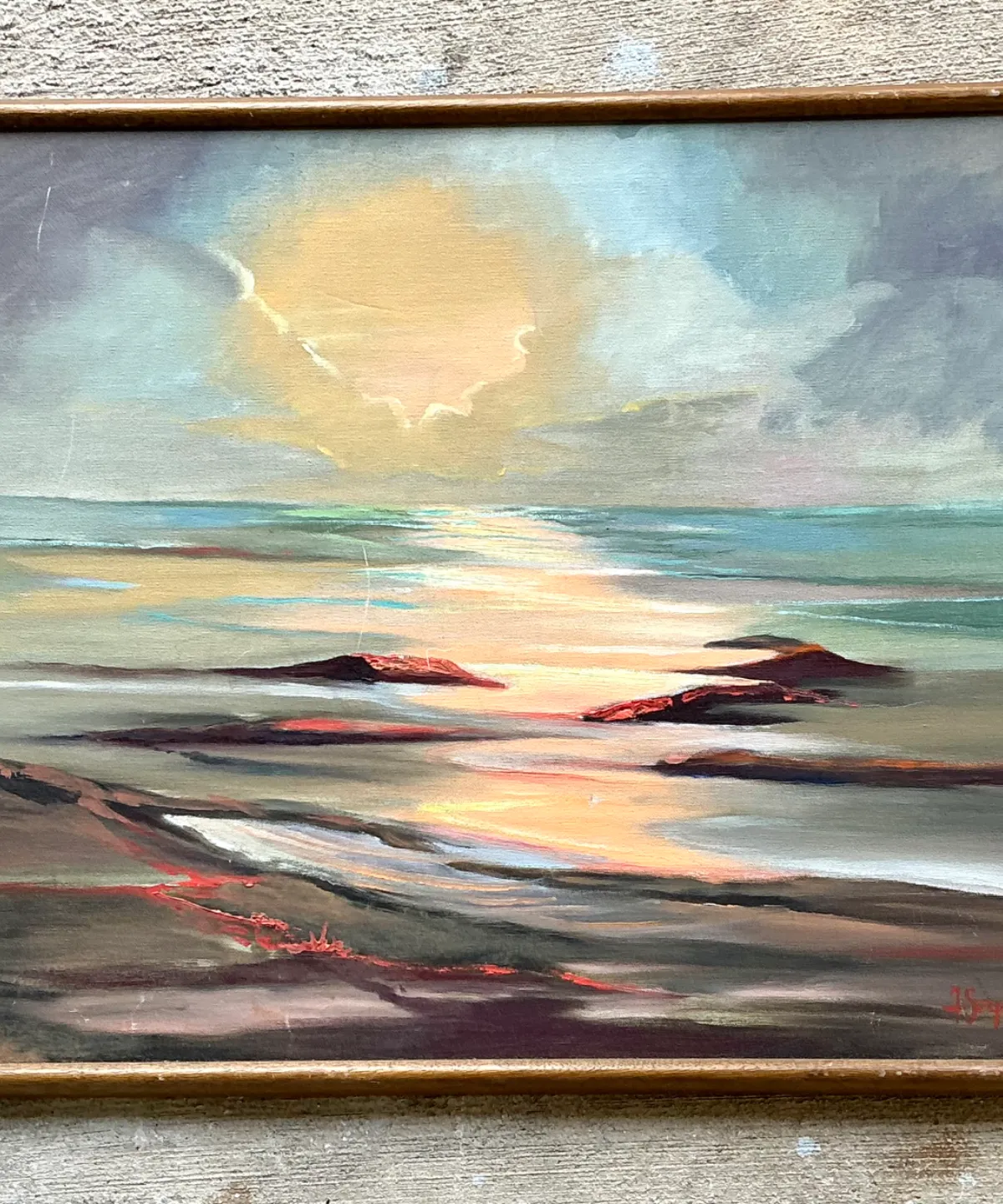 Vintage Framed Seascape Oil Painting — additional photo 3