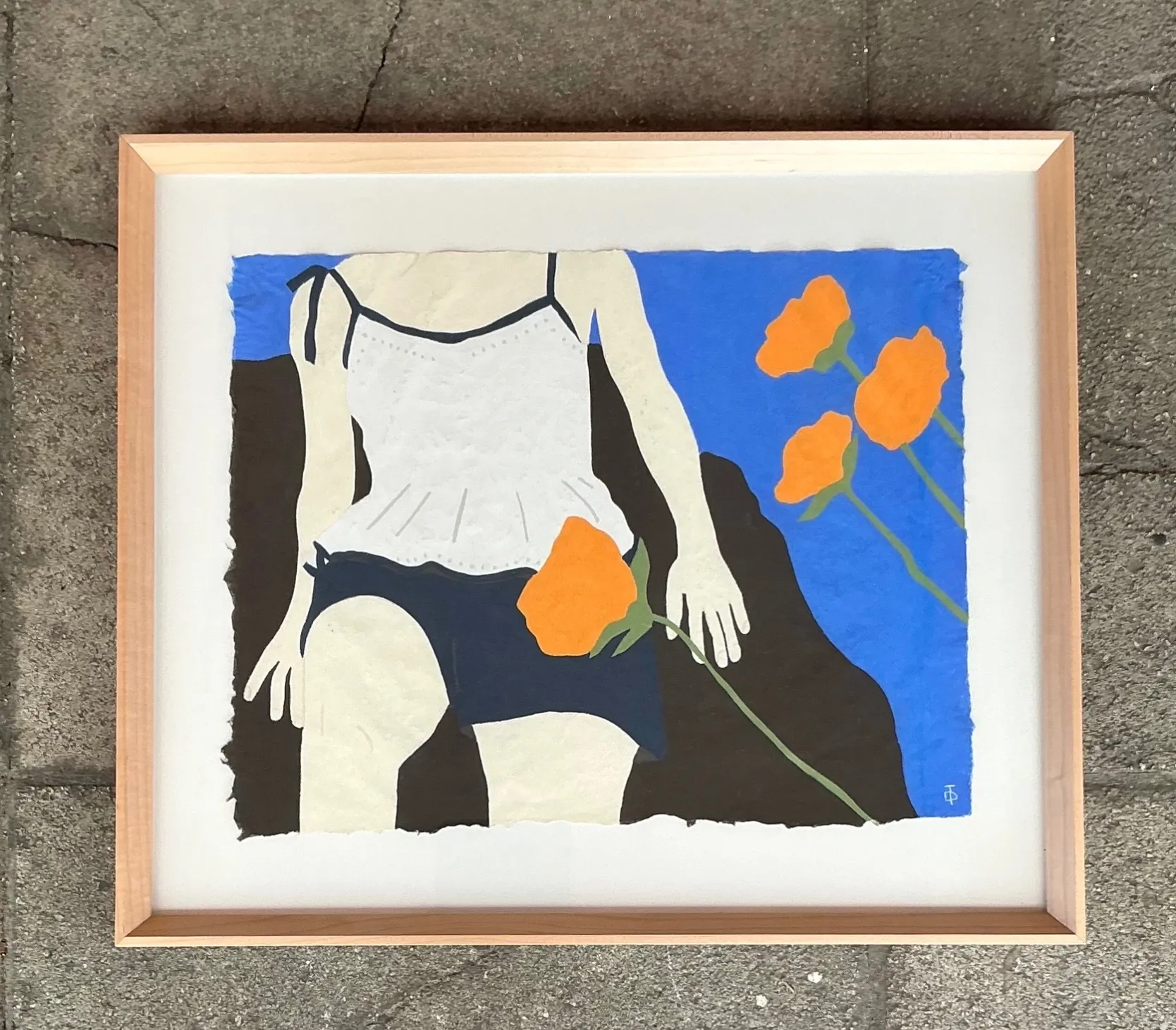 Vintage Boho Original Theresa Drapkin Pastel on Paper Figurative Drawing — additional photo 8