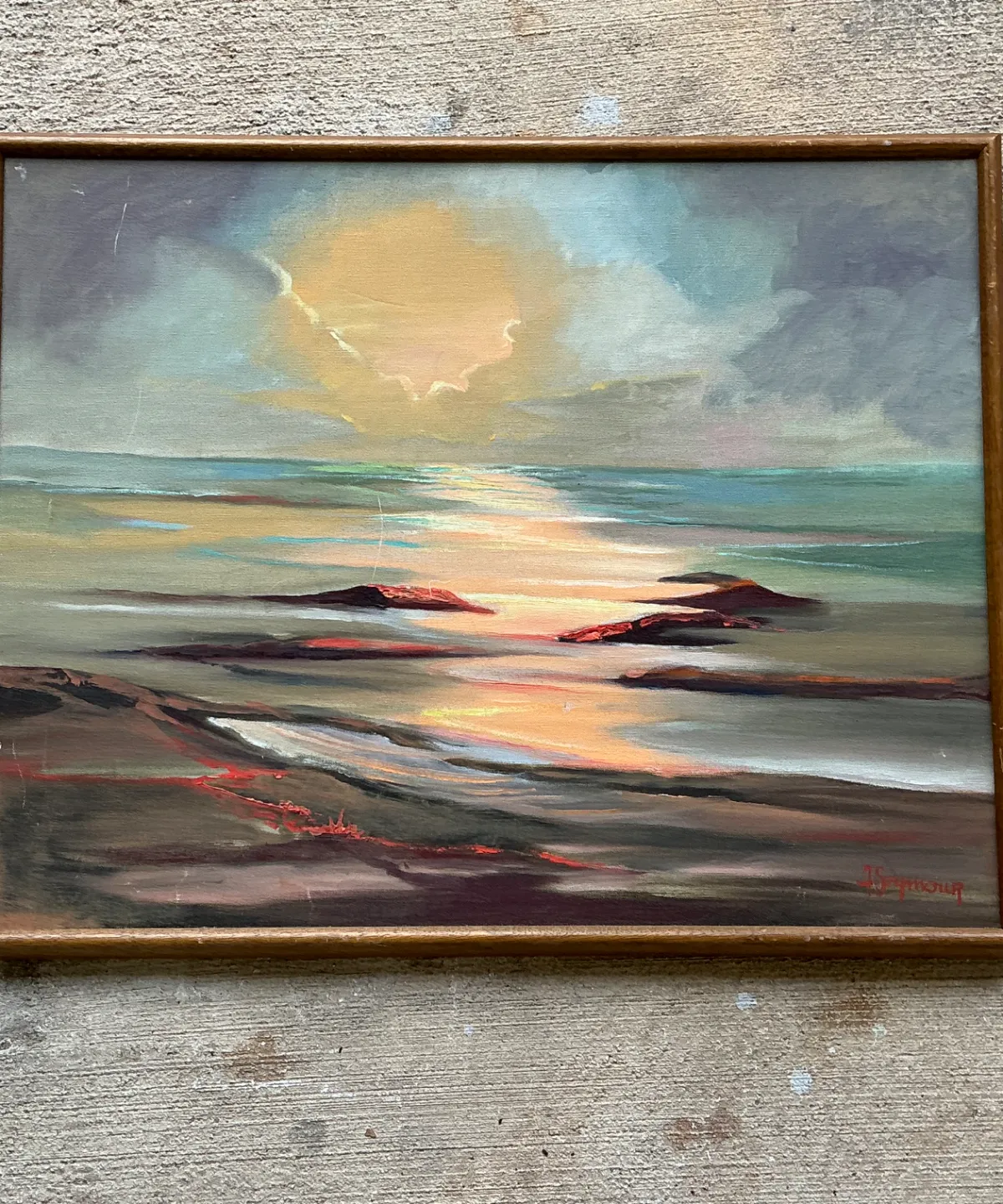 Vintage Framed Seascape Oil Painting — additional photo 4