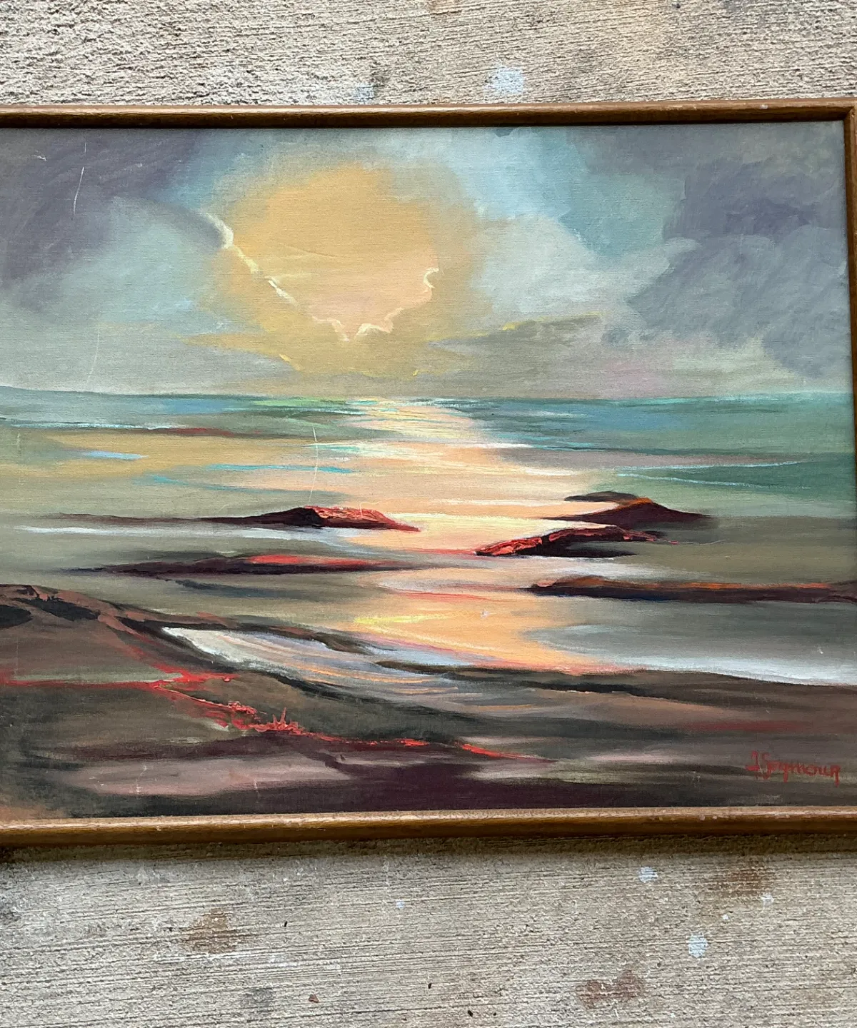 Vintage Framed Seascape Oil Painting — additional photo 7