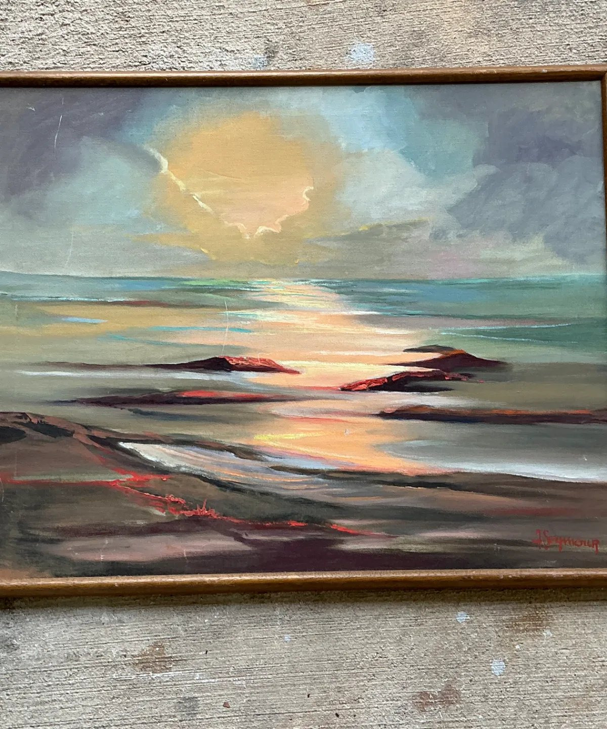 Vintage Framed Seascape Oil Painting — additional photo 5