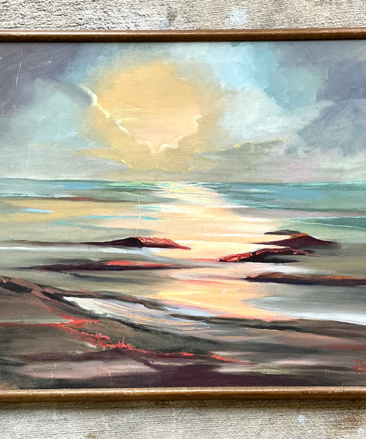 Vintage Framed Seascape Oil Painting — additional photo 2