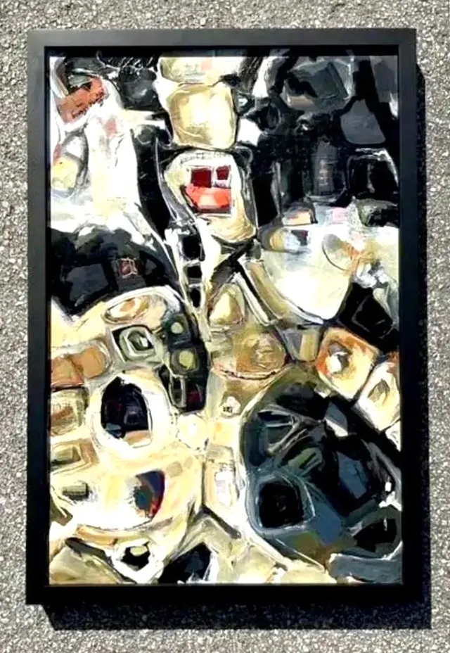 Vintage Original Abstract Oil Painting on Board - Canvas, 21.5W x 31.5H — additional photo 5