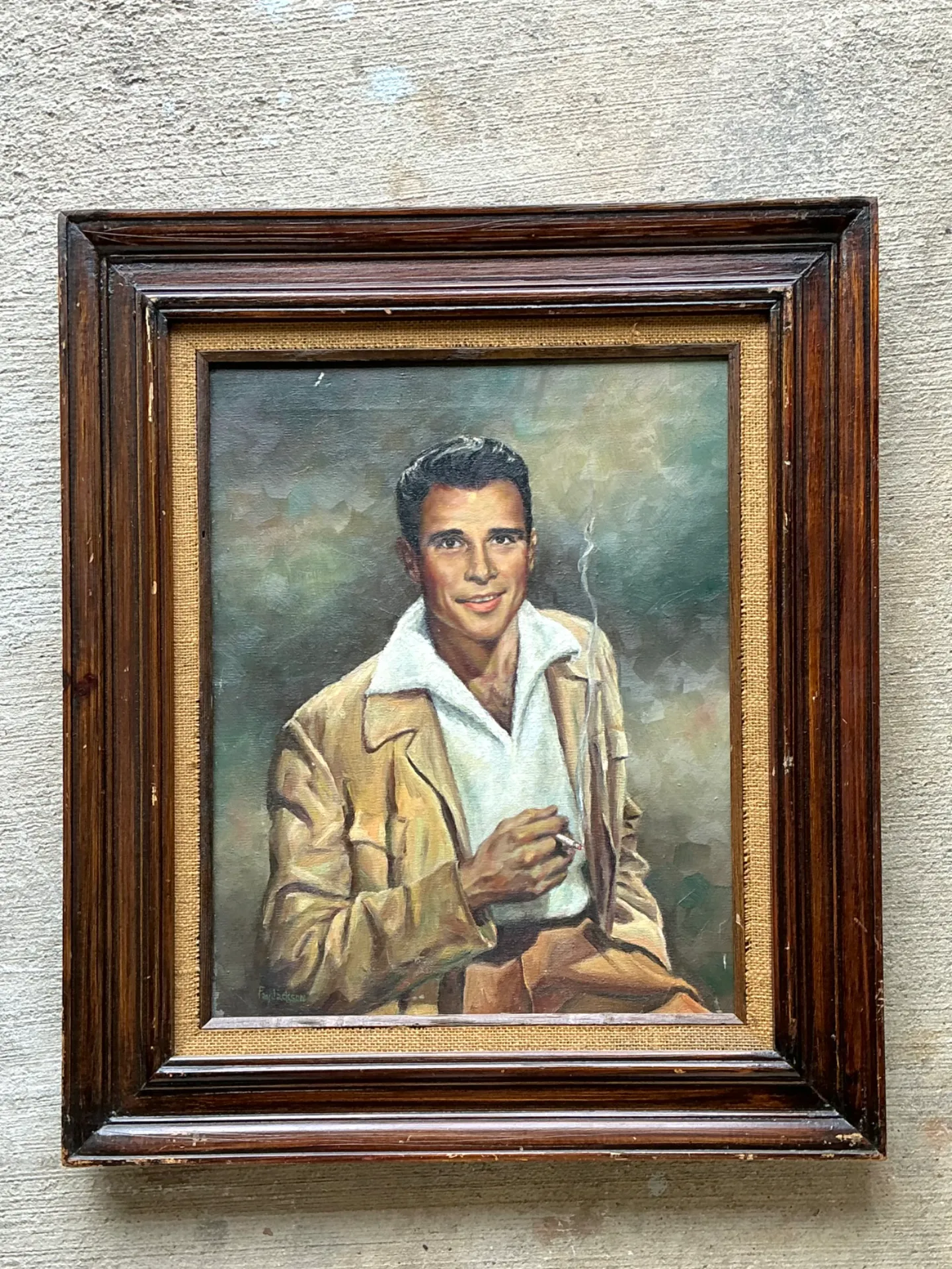 Vintage Framed Figurative Portrait Painting — additional photo 3