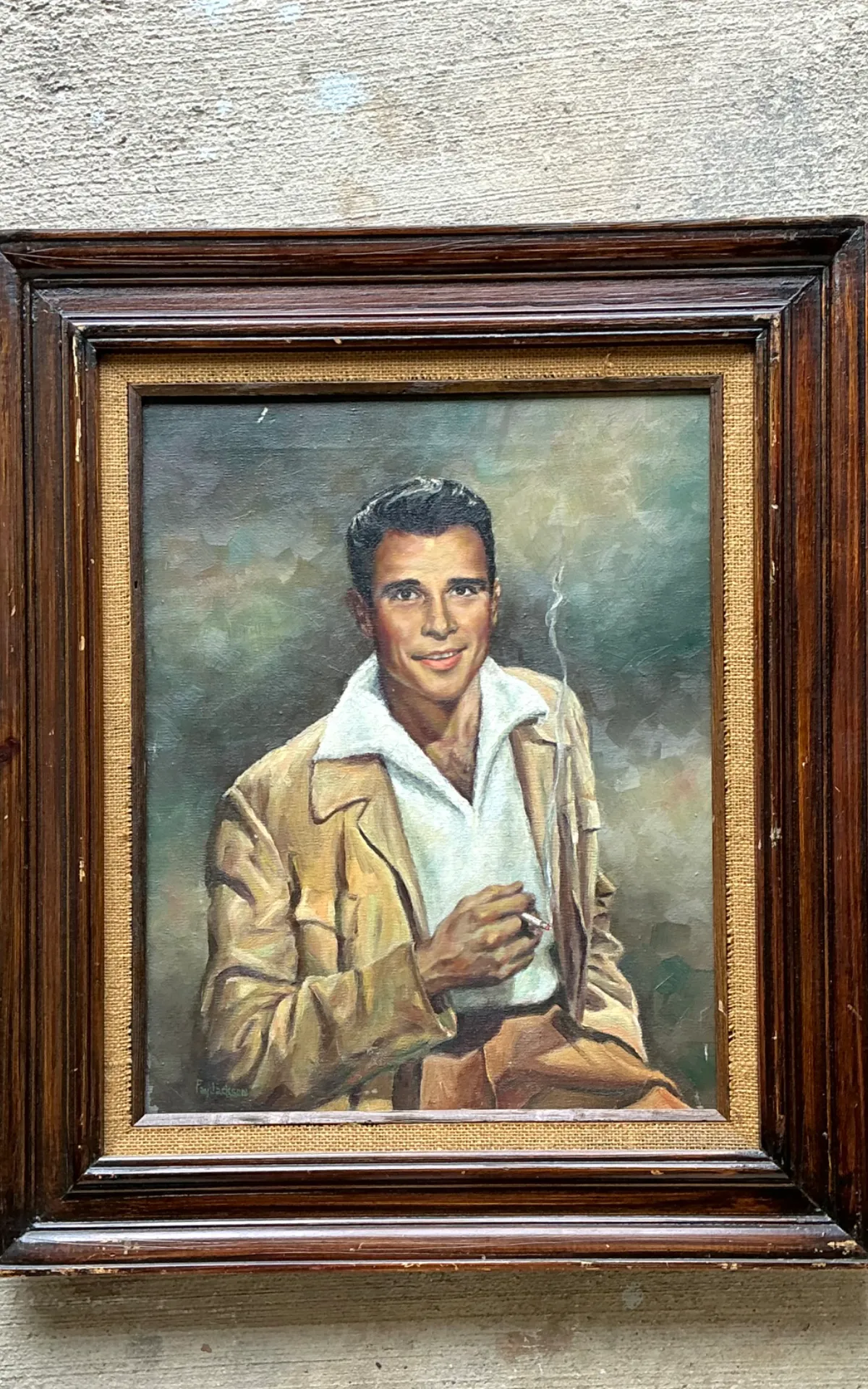 Vintage Framed Figurative Portrait Painting — additional photo 3