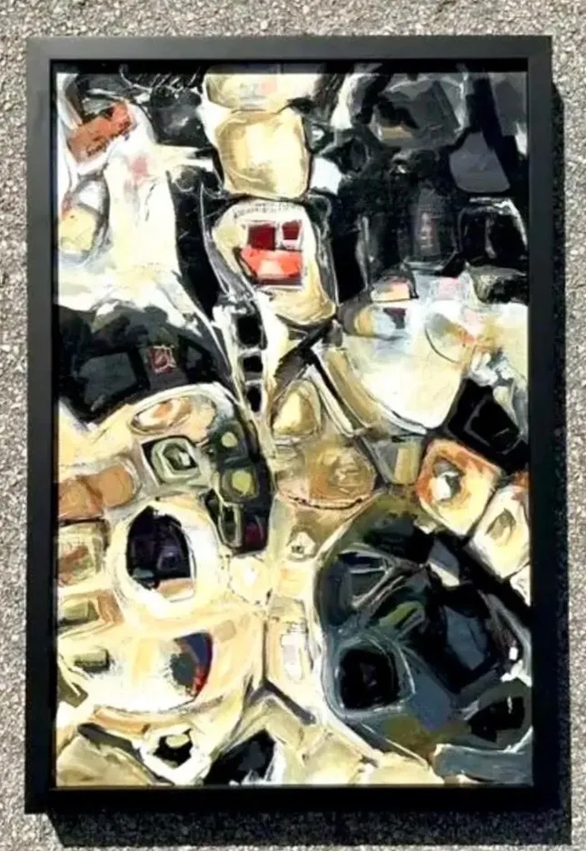 Vintage Original Abstract Oil Painting on Board - Canvas, 21.5W x 31.5H — additional photo 6