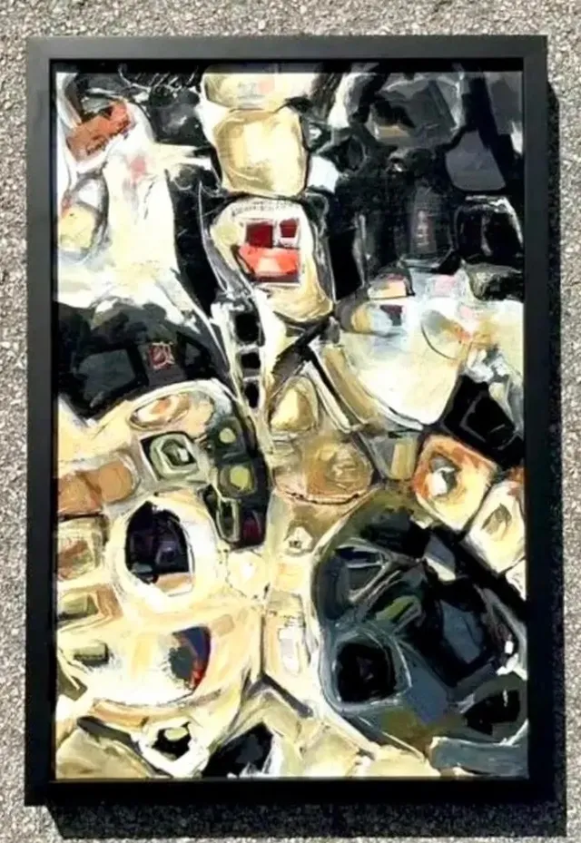 Vintage Original Abstract Oil Painting on Board - Canvas, 21.5W x 31.5H — additional photo 6