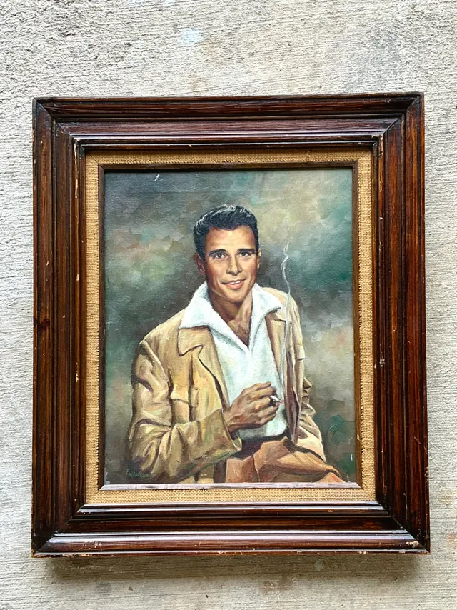 Vintage Framed Figurative Portrait Painting — additional photo 1