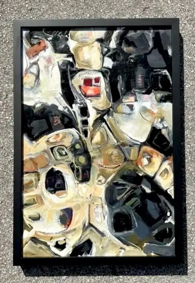 Vintage Original Abstract Oil Painting on Board - Canvas, 21.5W x 31.5H — additional photo 8