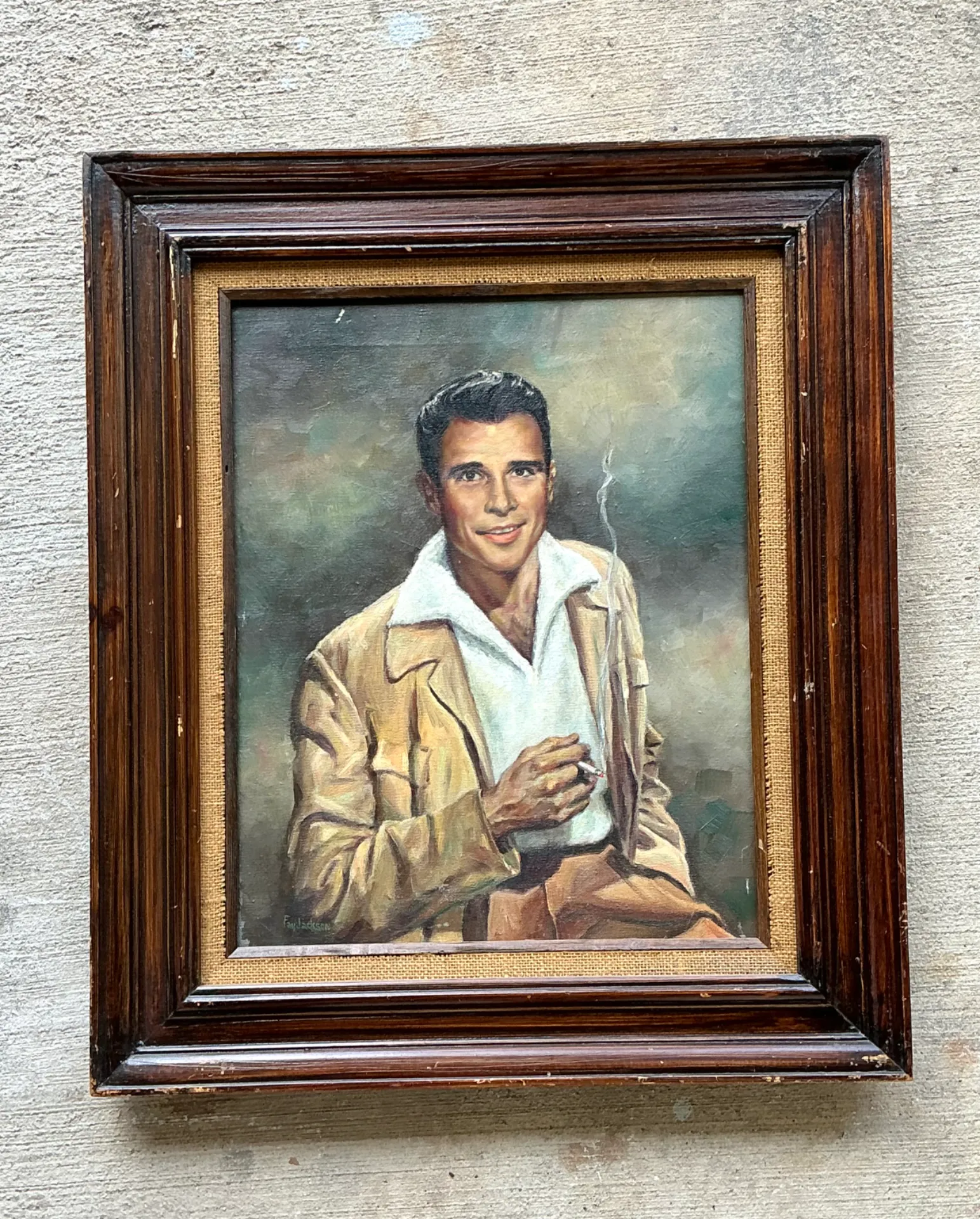 Vintage Framed Figurative Portrait Painting — additional photo 6