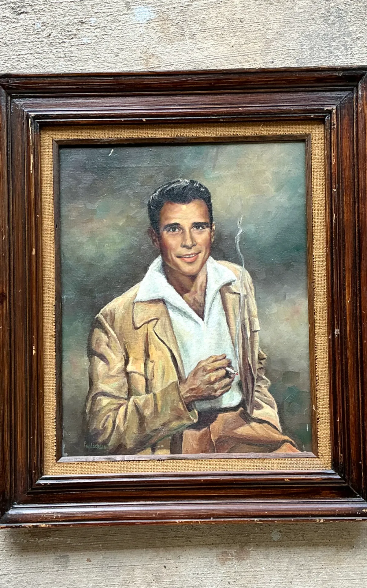 Vintage Framed Figurative Portrait Painting — additional photo 6