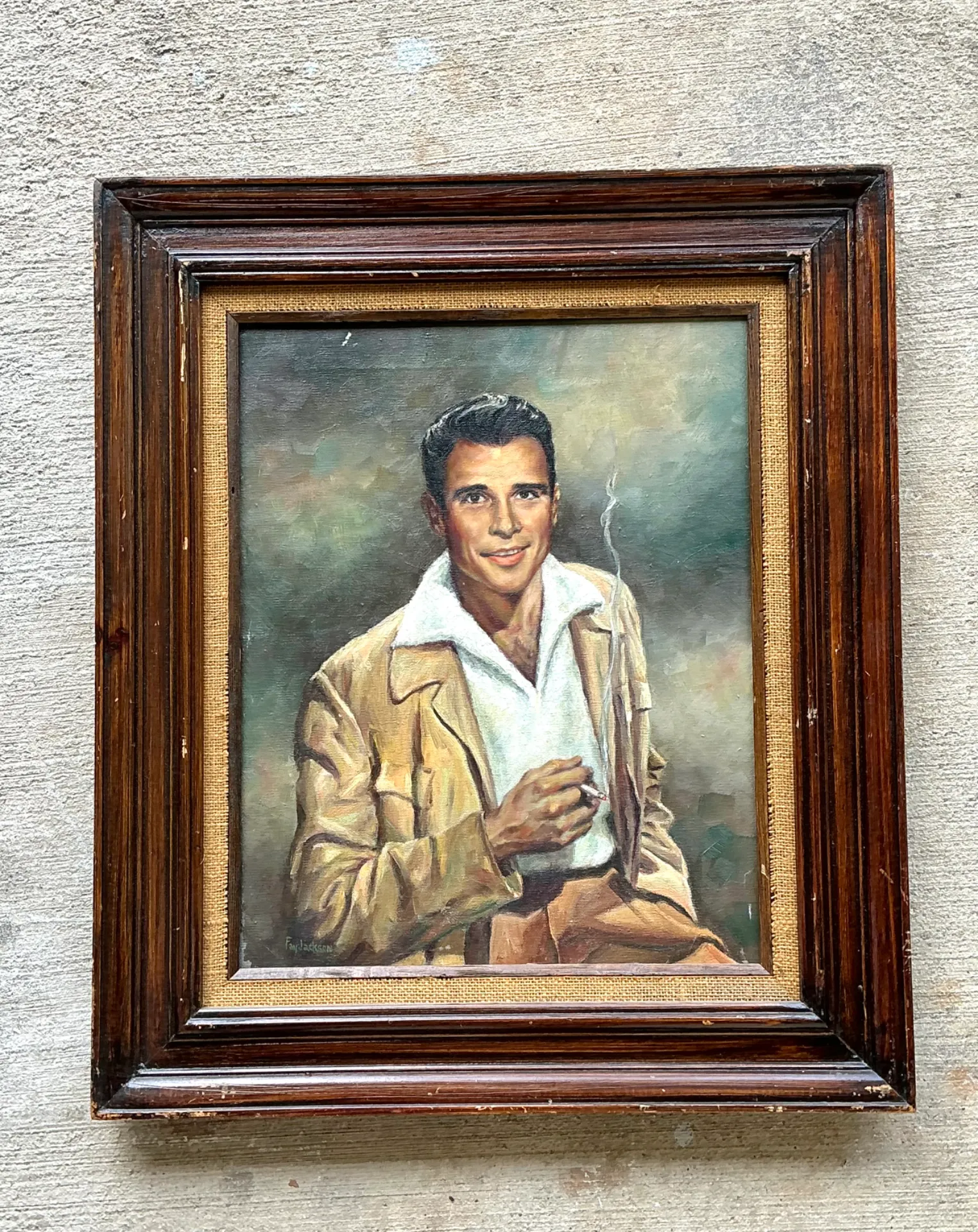 Vintage Framed Figurative Portrait Painting — additional photo 7