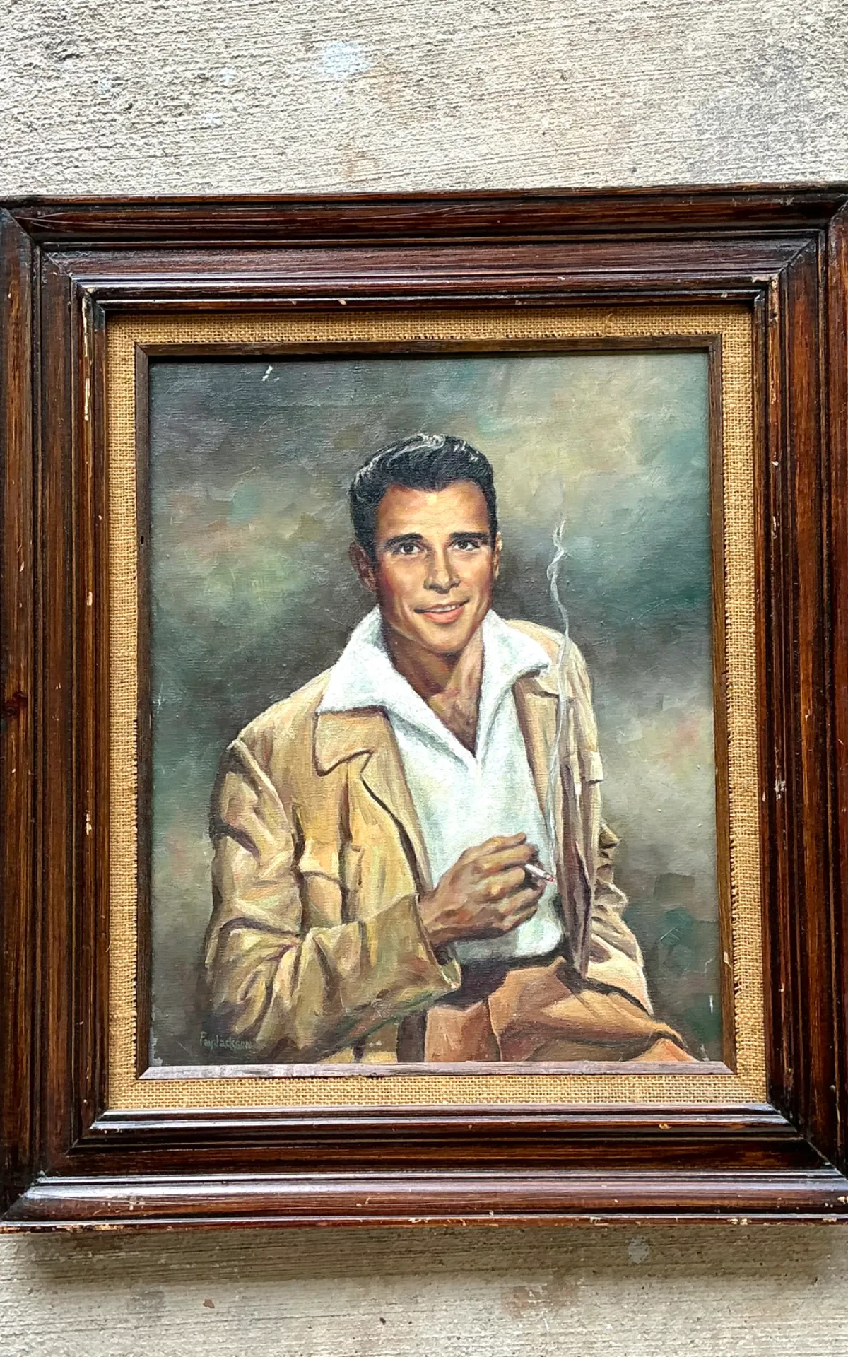 Vintage Framed Figurative Portrait Painting — additional photo 7