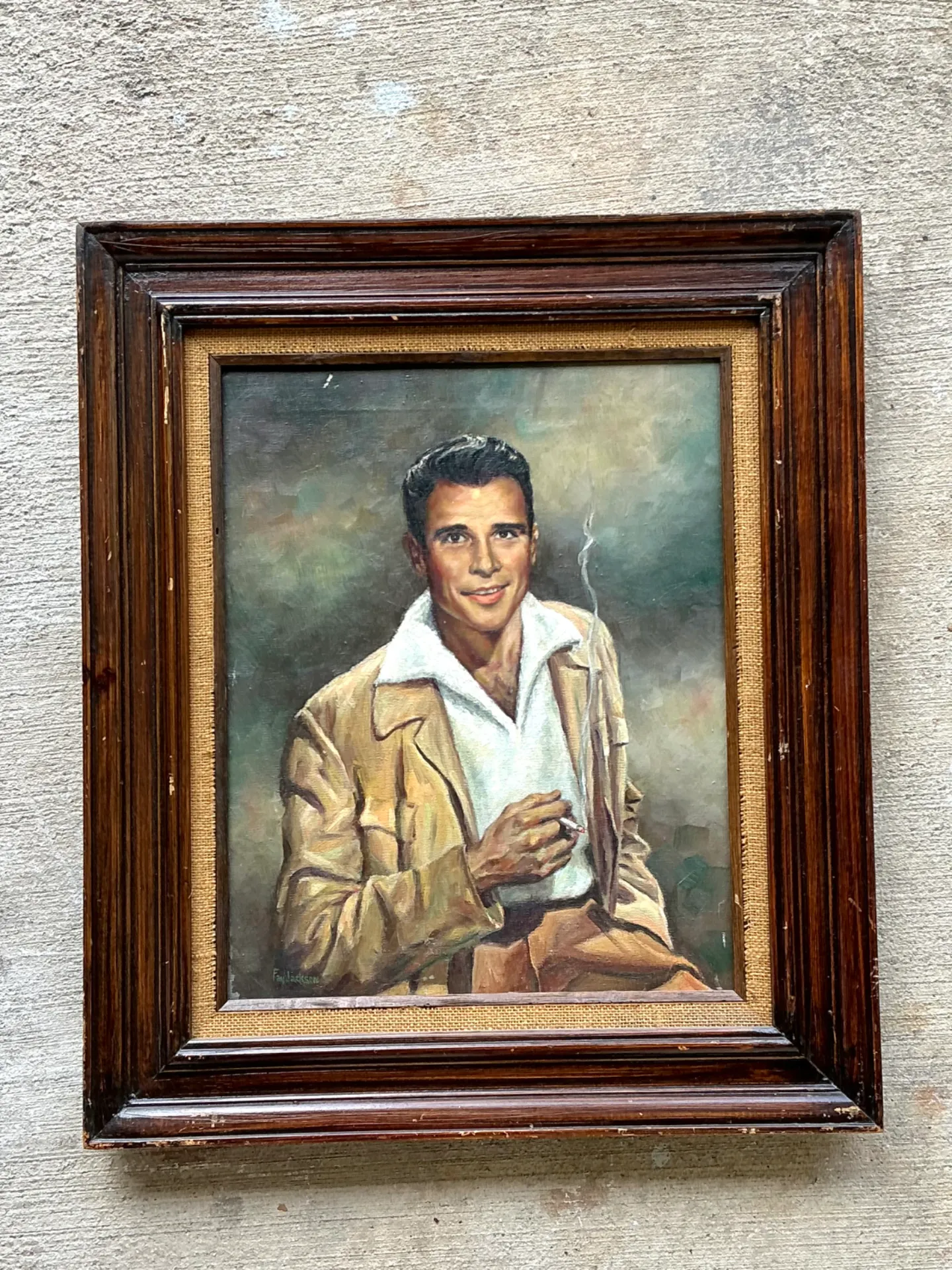 Vintage Framed Figurative Portrait Painting — additional photo 4