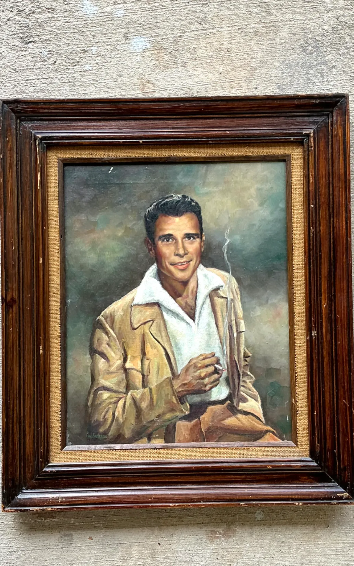 Vintage Framed Figurative Portrait Painting — additional photo 4