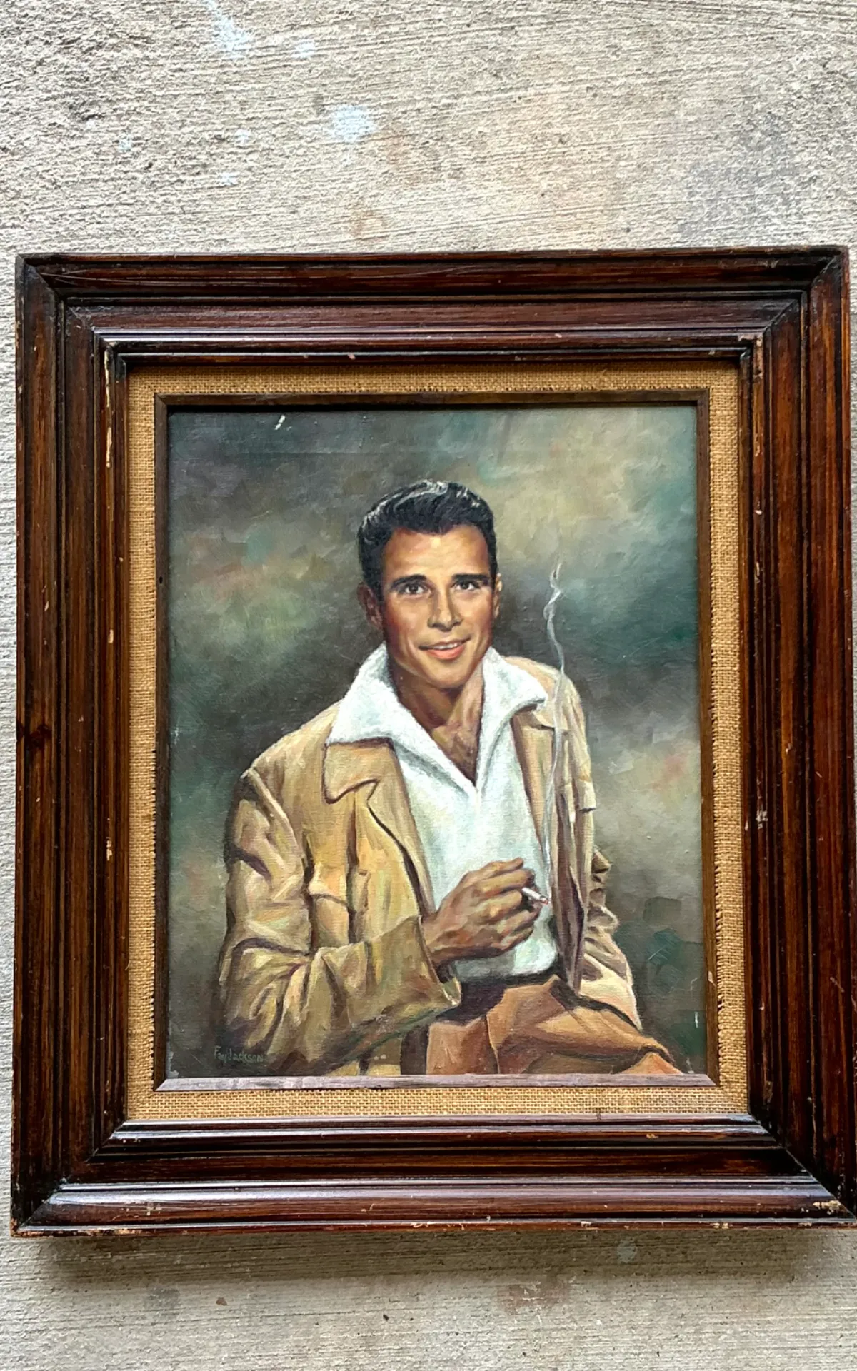 Vintage Framed Figurative Portrait Painting — additional photo 2