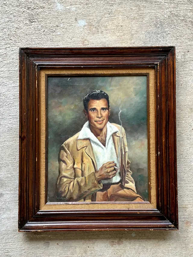 Vintage Framed Figurative Portrait Painting — additional photo 2
