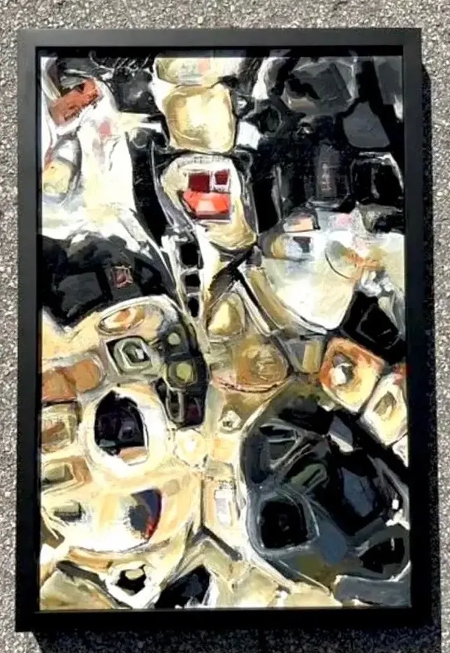 Vintage Original Abstract Oil Painting on Board - Canvas, 21.5W x 31.5H — additional photo 7