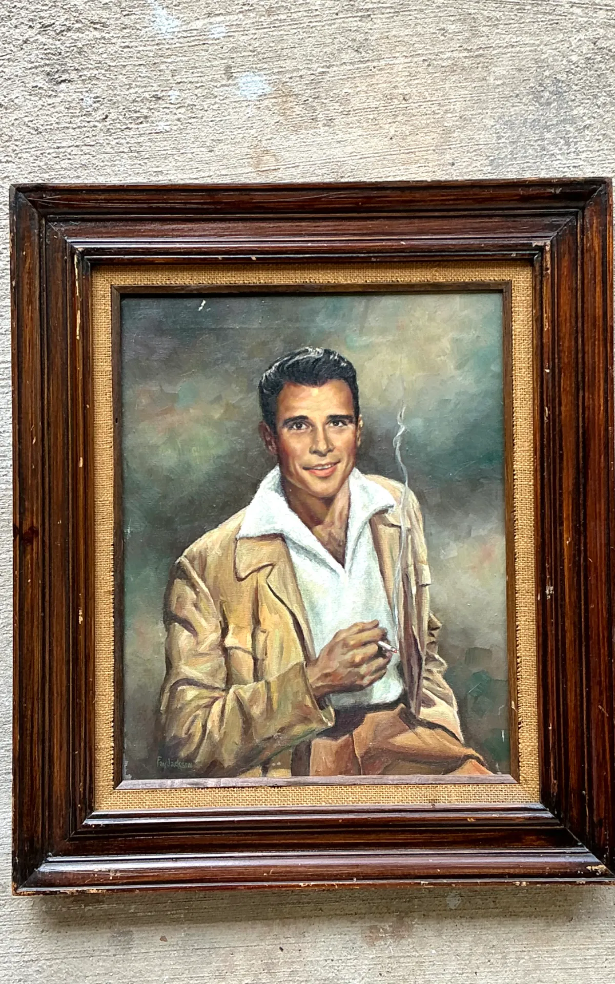 Vintage Framed Figurative Portrait Painting — additional photo 5