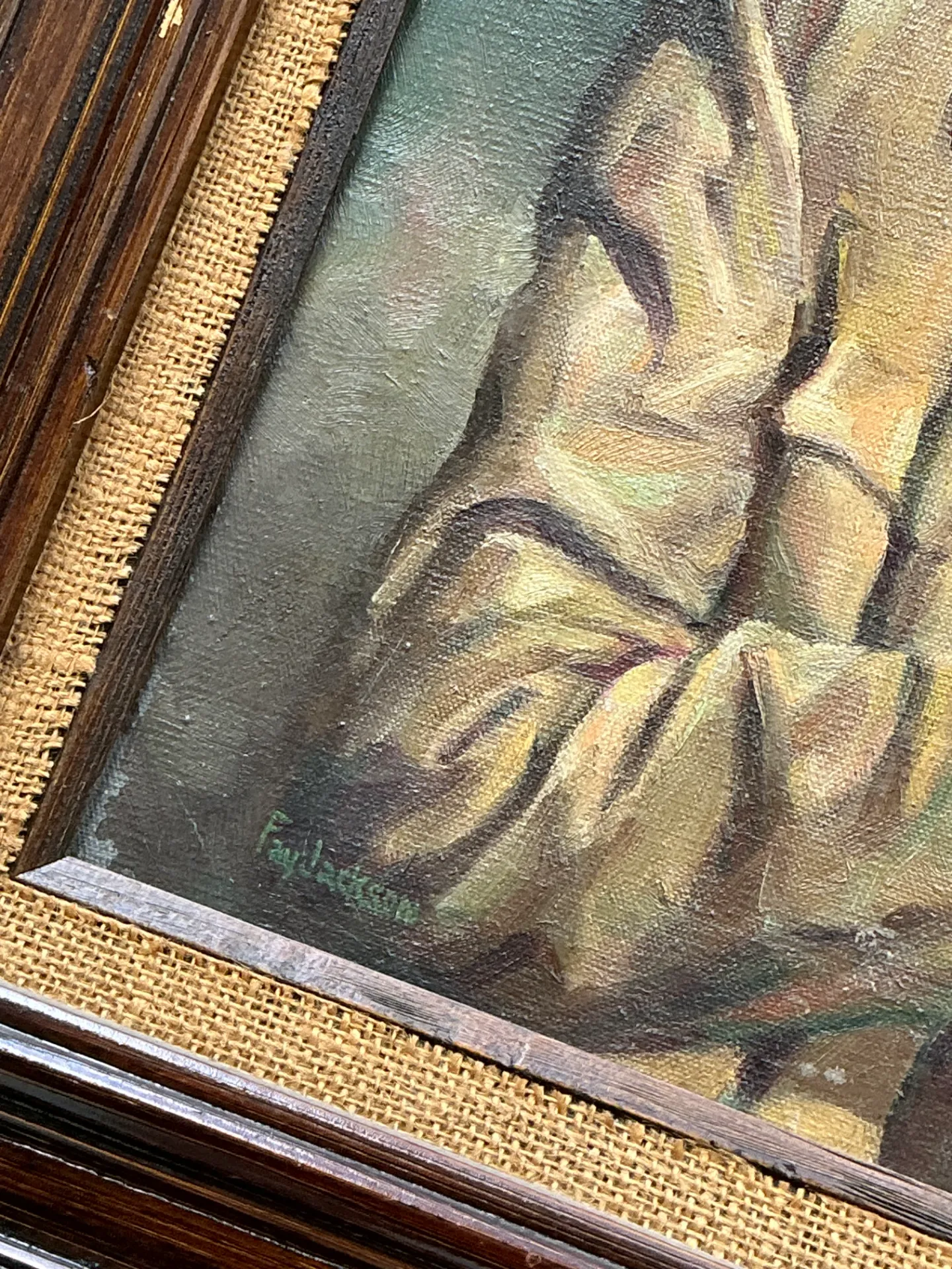 Vintage Framed Figurative Portrait Painting — additional photo 8