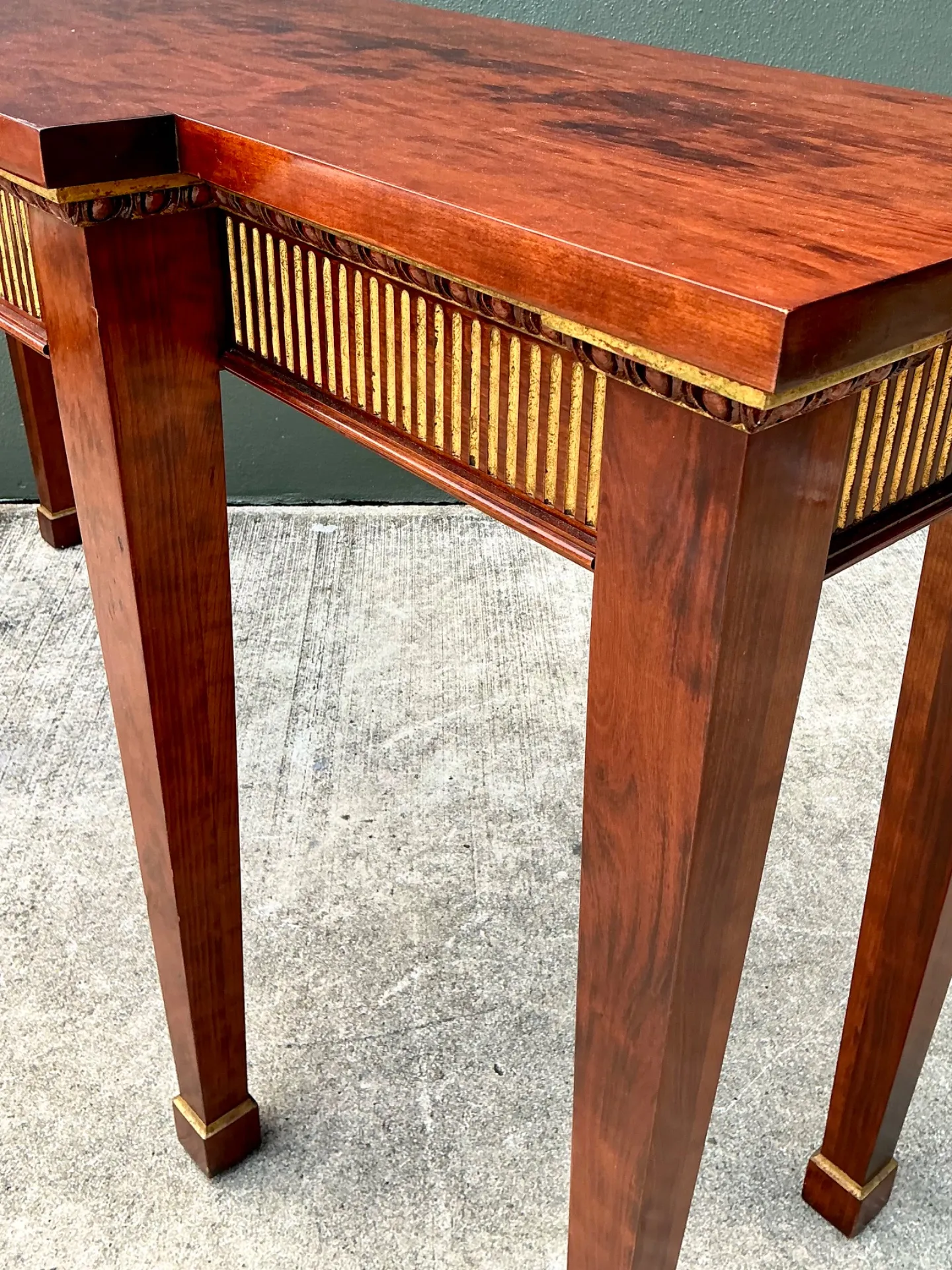 Vintage Neoclassical Gilt Tipped Console Table — additional photo 8