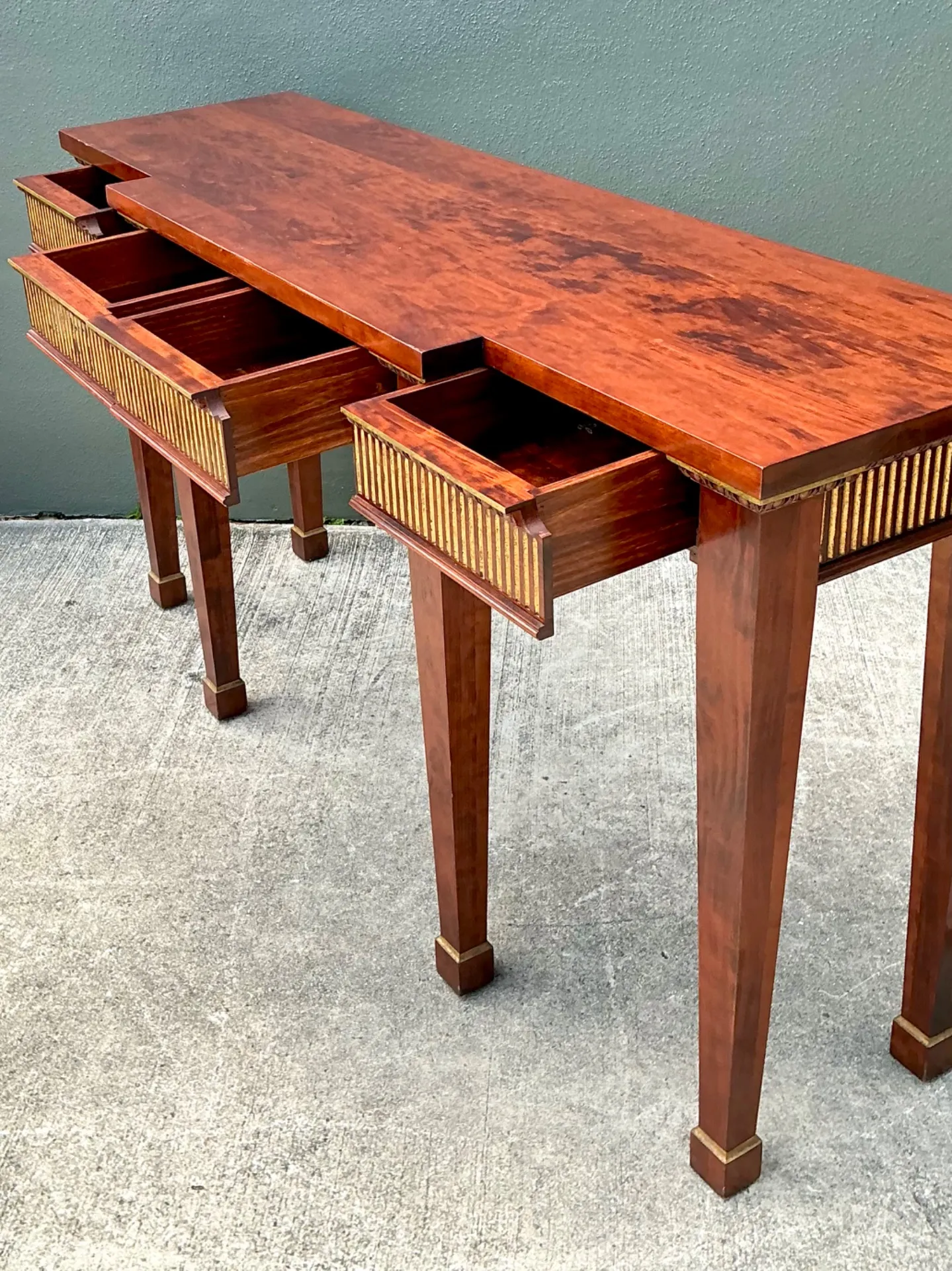 Vintage Neoclassical Gilt Tipped Console Table — additional photo 6