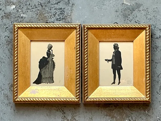 Vintage Silhouette Portraits in Gold Frames - Pair — additional photo 3
