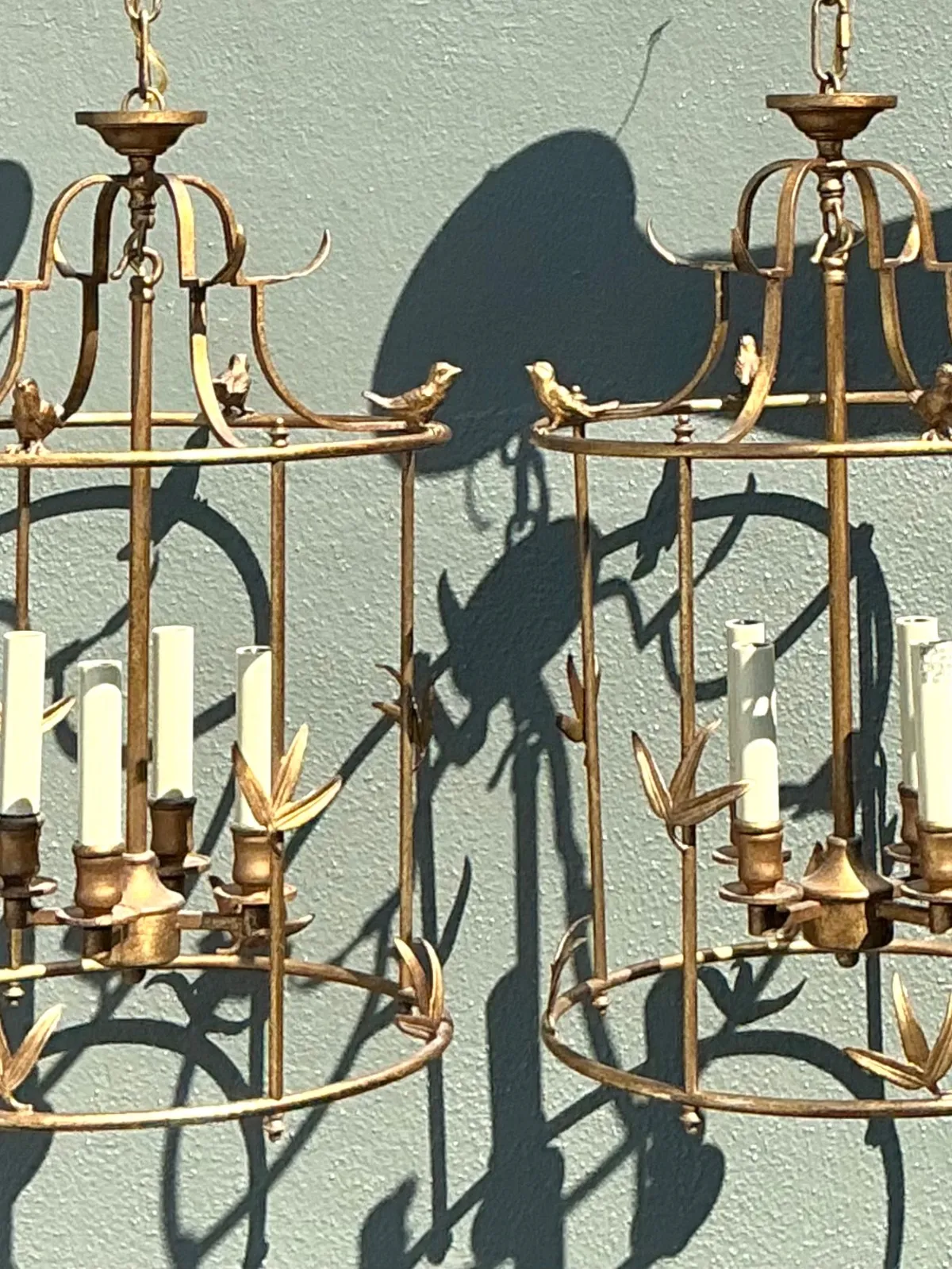 Vintage E.F. Chapman Diego Gilt Bird Lantern For Visual Comfort
