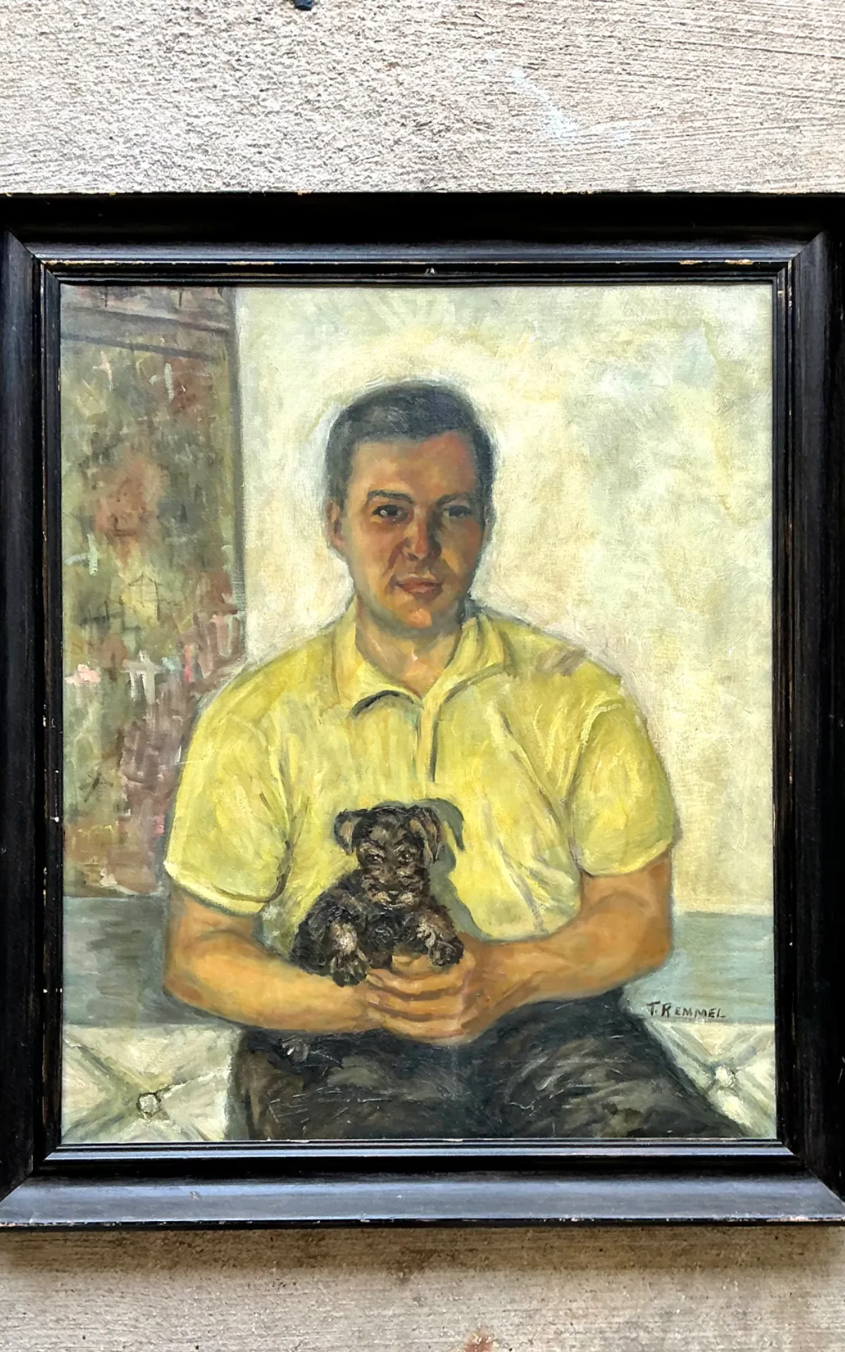 Vintage Figurative Man and Dog Oil Painting — additional photo 6