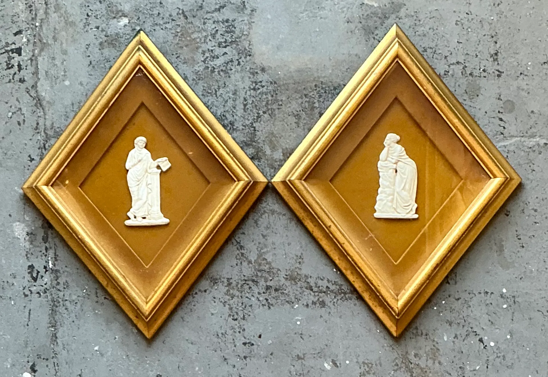 Vintage Gilt Framed Porcelain Reliefs - Set of Two — additional photo 2