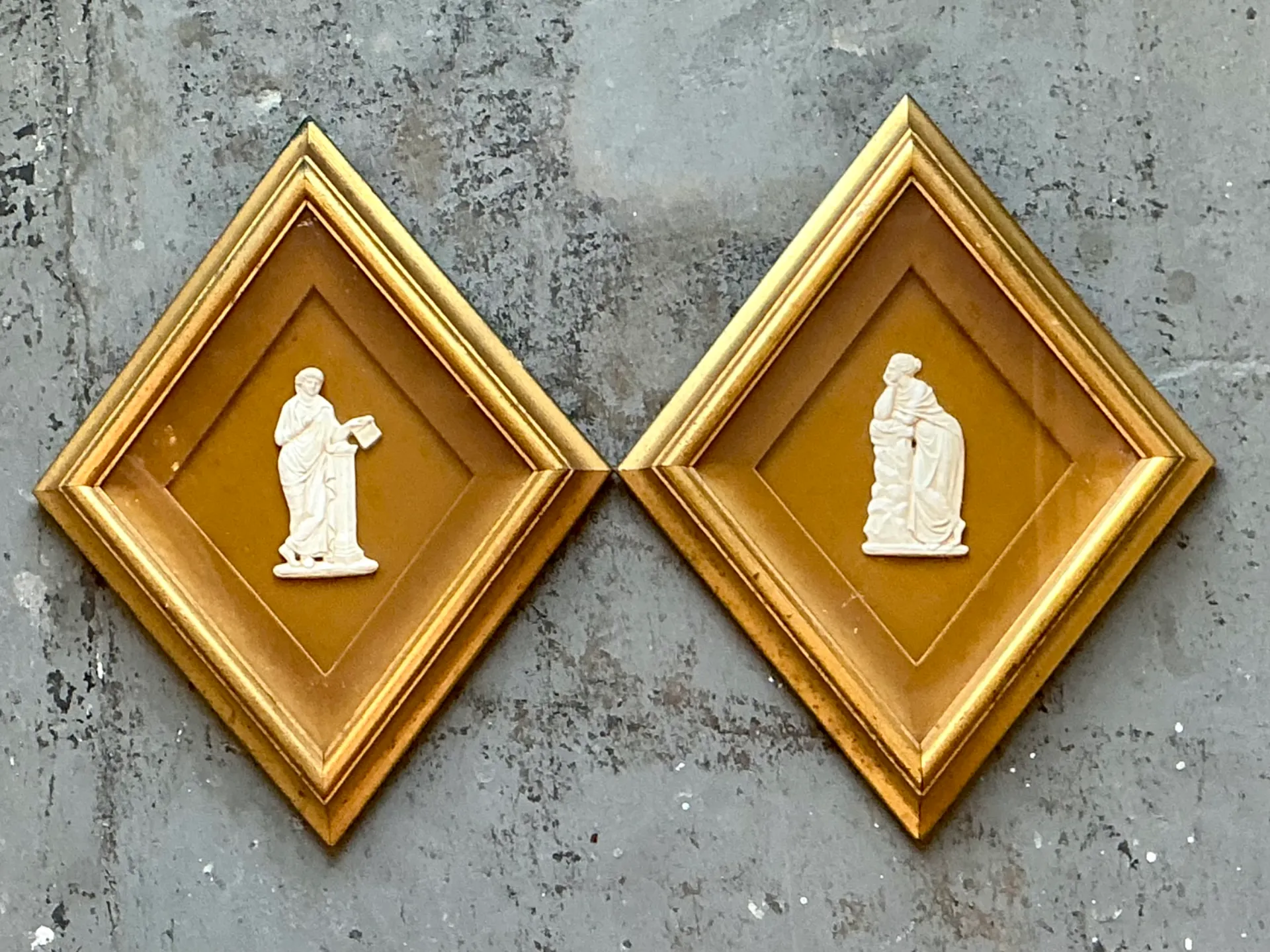 Vintage Gilt Framed Porcelain Reliefs - Set of Two — additional photo 7