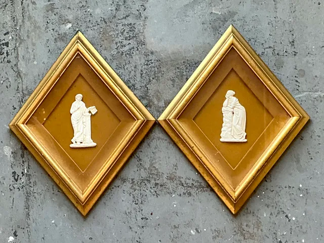 Vintage Gilt Framed Porcelain Reliefs - Set of Two — additional photo 7