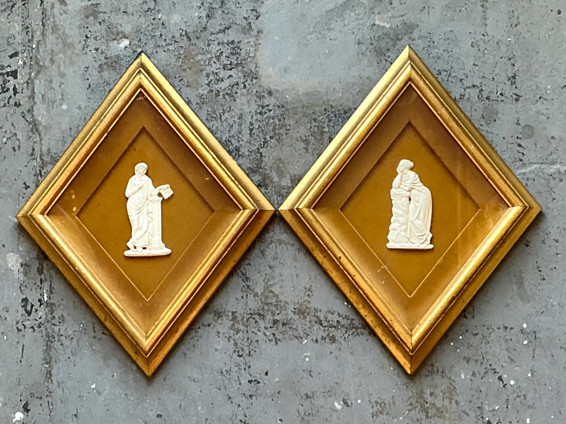 Vintage Gilt Framed Porcelain Reliefs - Set of Two — additional photo 5