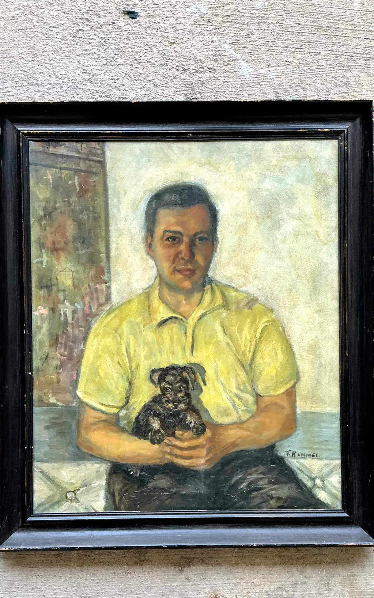 Vintage Figurative Man and Dog Oil Painting — additional photo 5