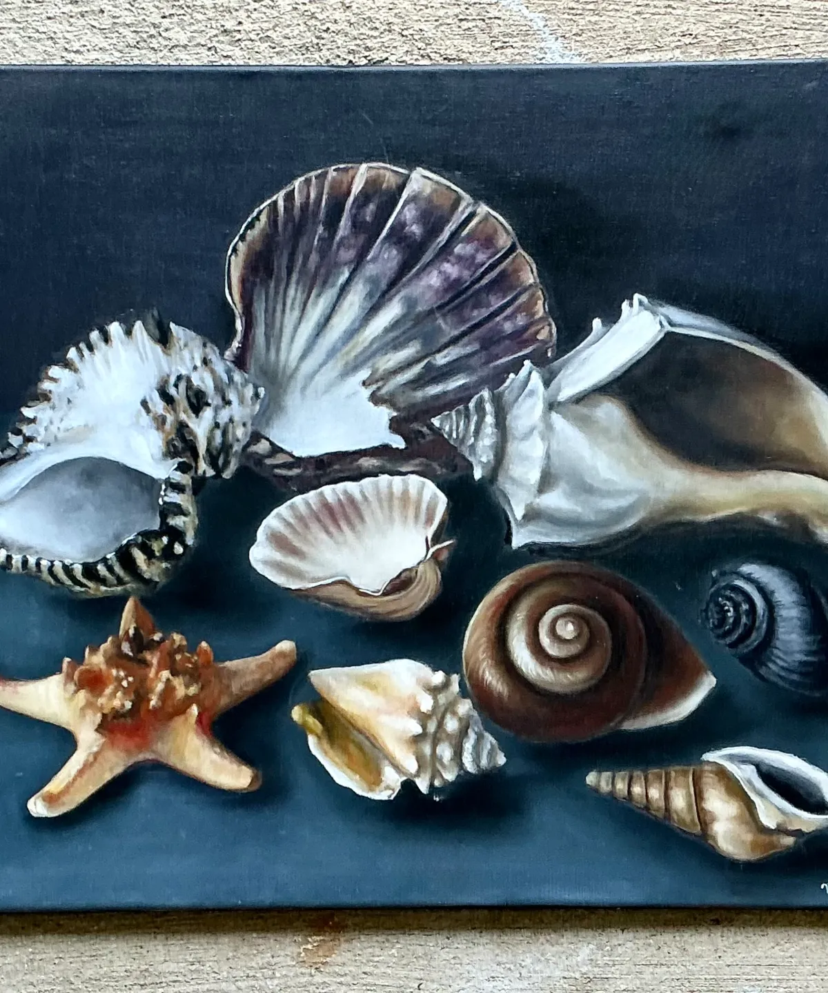 Vintage Mon Jones Shell Still Life Oil Painting — additional photo 6