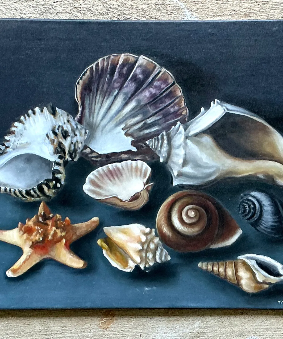 Vintage Mon Jones Shell Still Life Oil Painting — additional photo 8