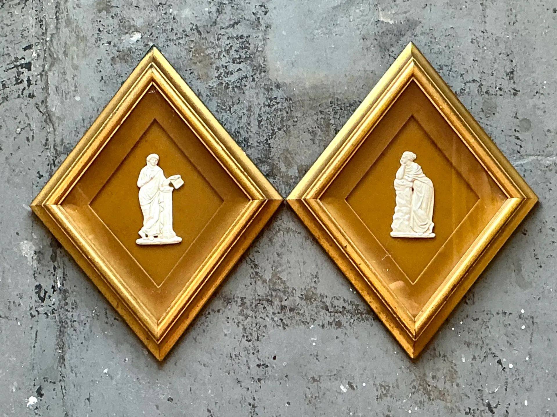 Vintage Gilt Framed Porcelain Reliefs - Set of Two — additional photo 8