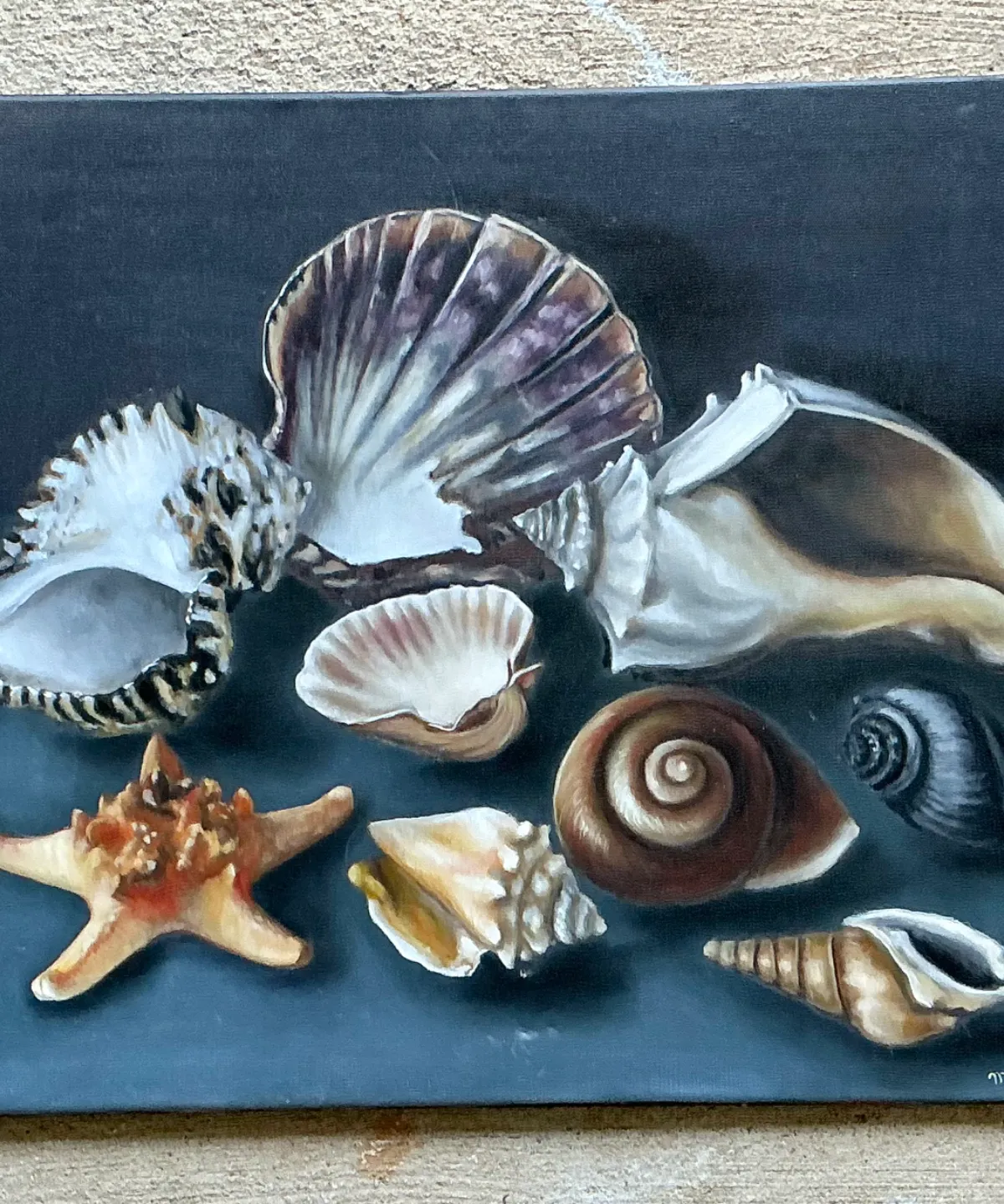 Vintage Mon Jones Shell Still Life Oil Painting — additional photo 4