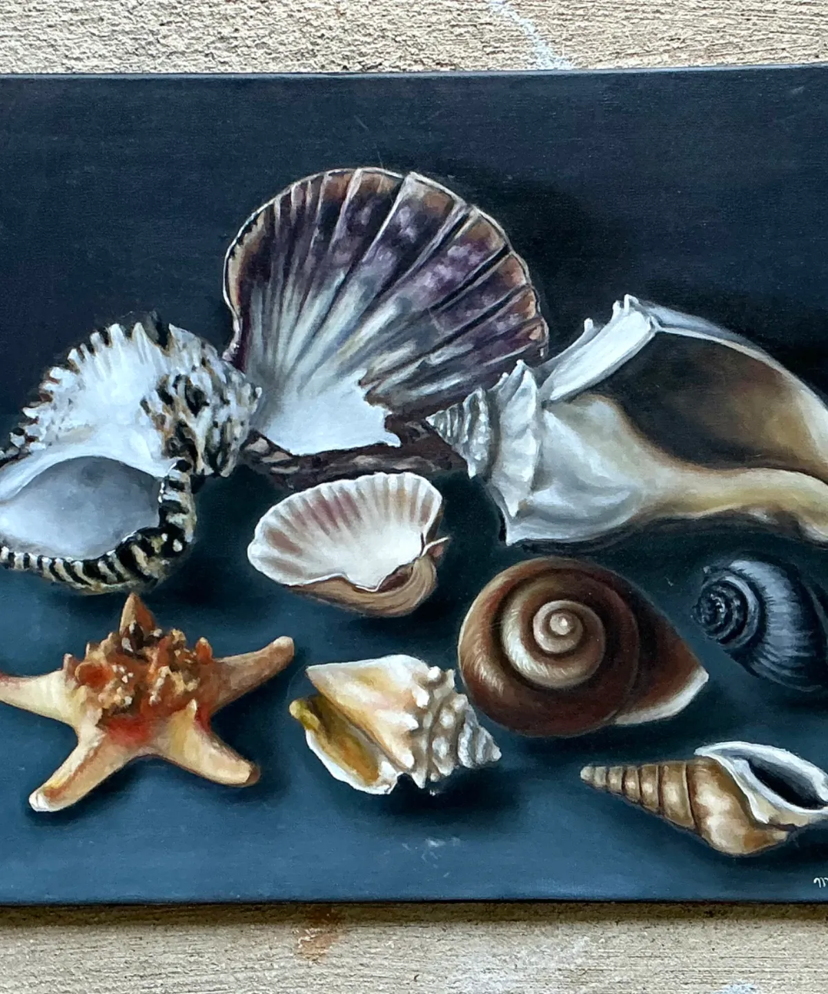Vintage Mon Jones Shell Still Life Oil Painting — additional photo 5