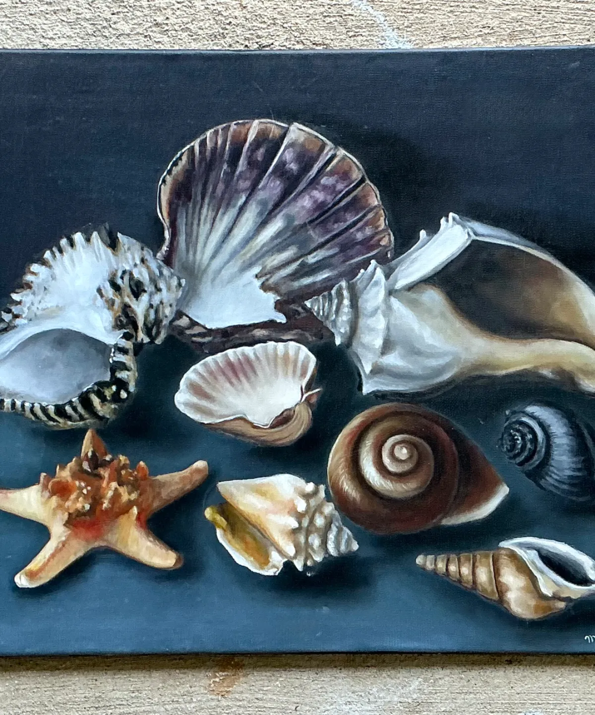 Vintage Mon Jones Shell Still Life Oil Painting — additional photo 7