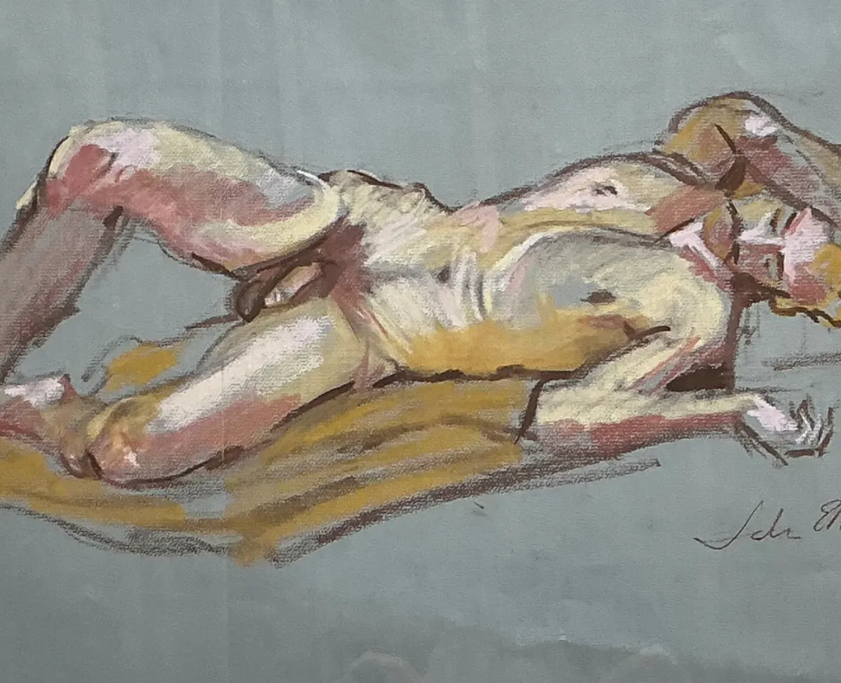 Vintage Figurative Male Nude Portrait