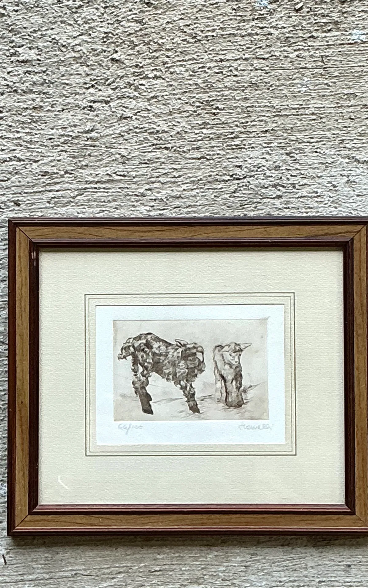 Framed Figurative Animal Etching