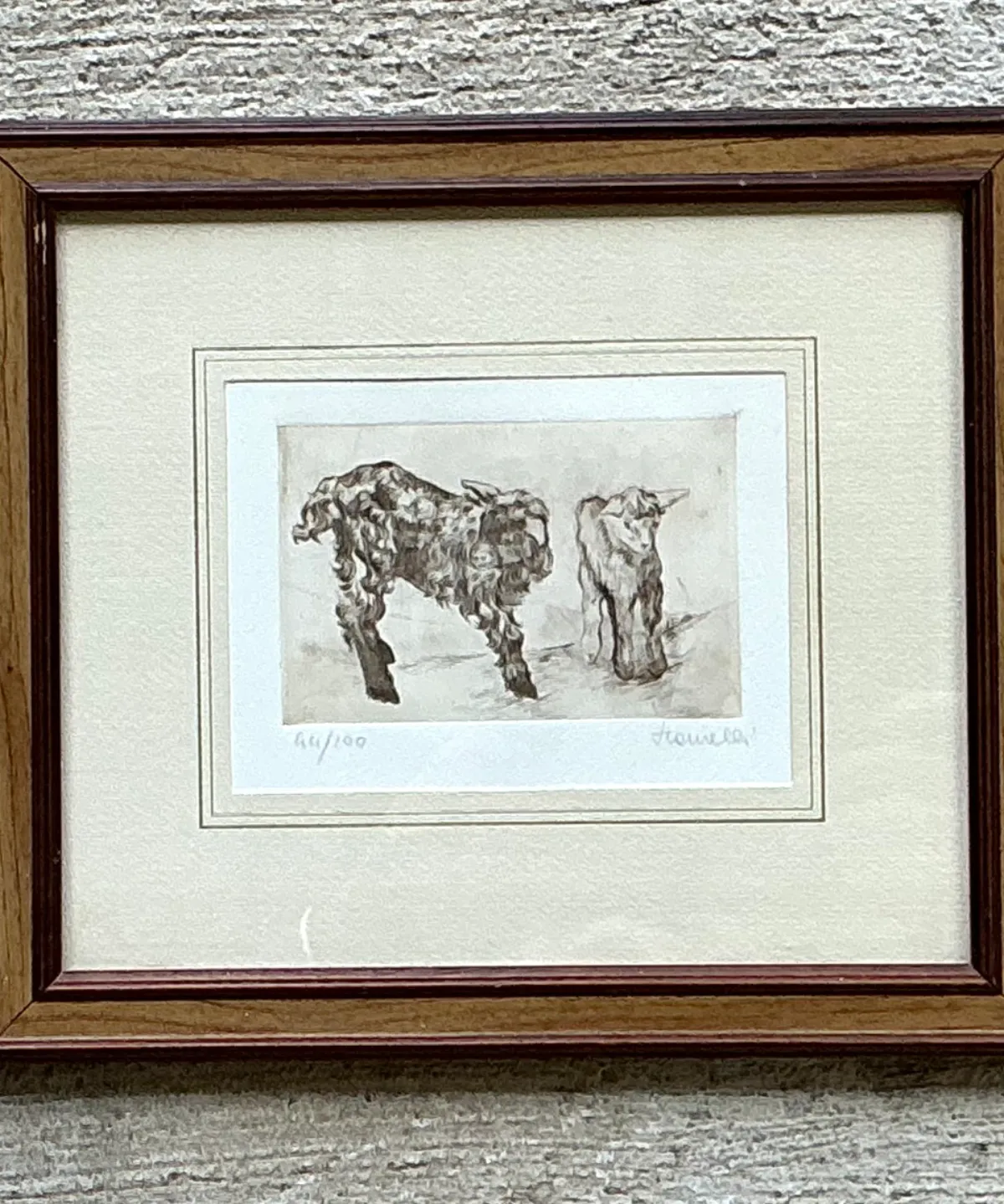 Framed Figurative Animal Etching — additional photo 2