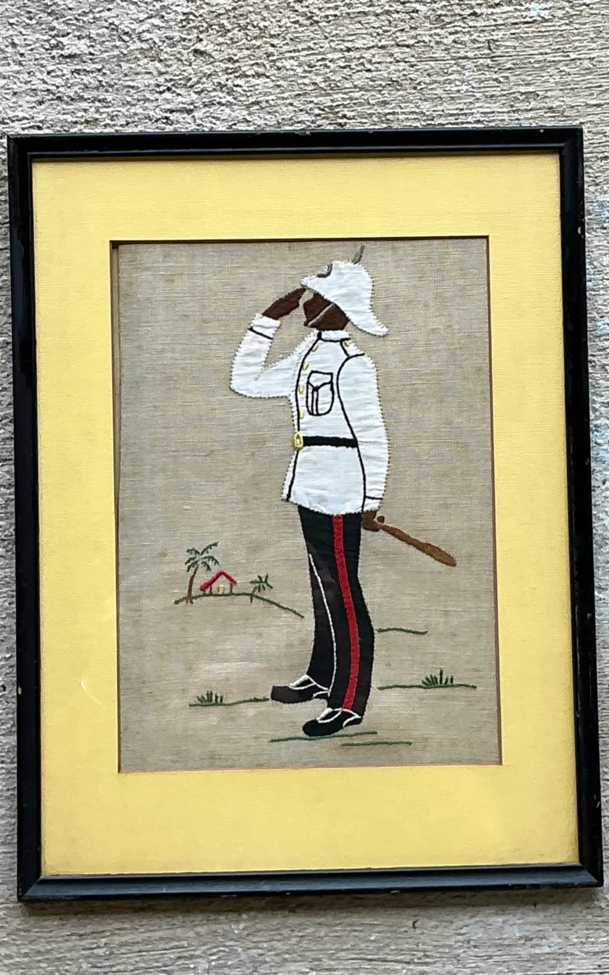 Vintage Framed Soldier Embroidery Art — additional photo 3