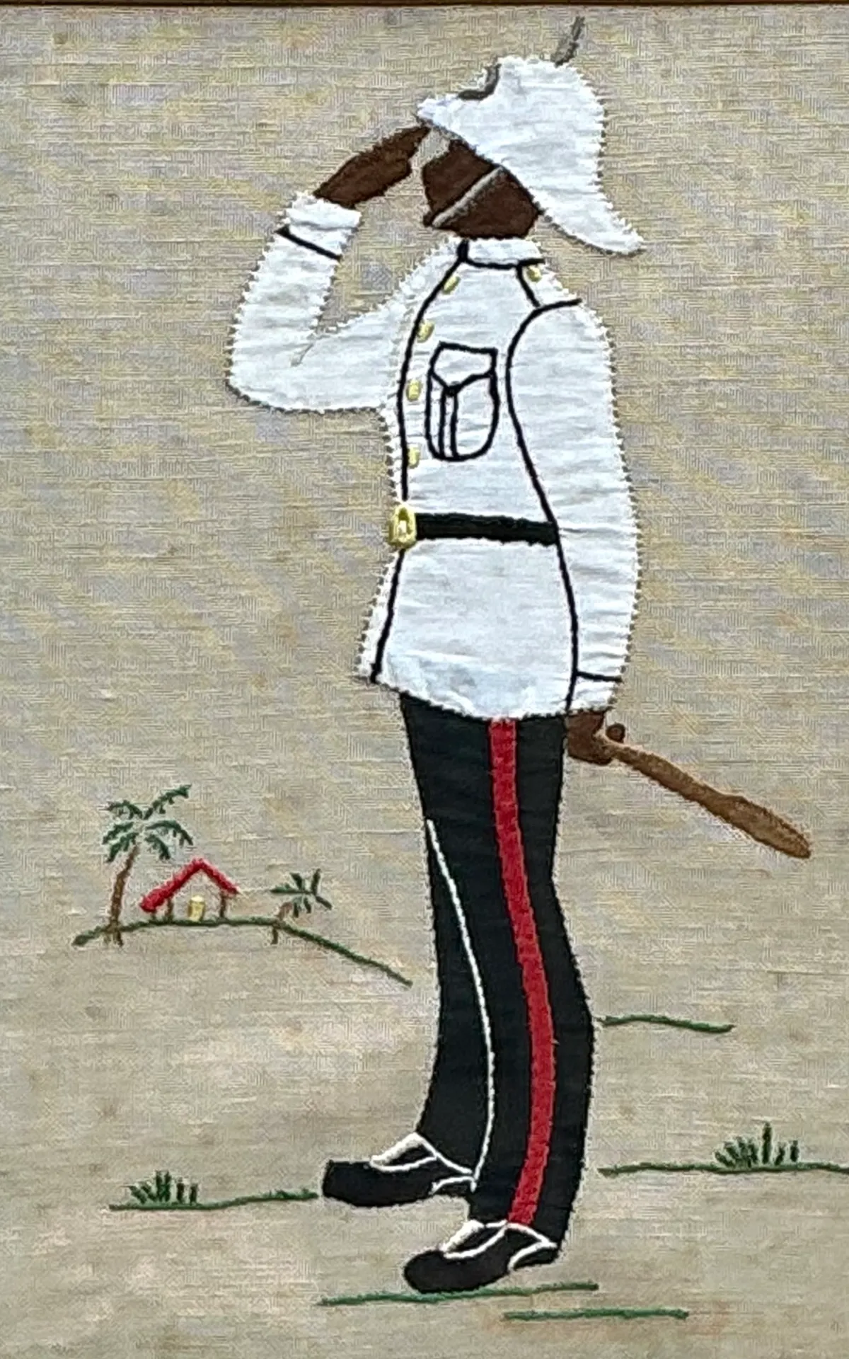 Vintage Framed Soldier Embroidery Art — additional photo 2