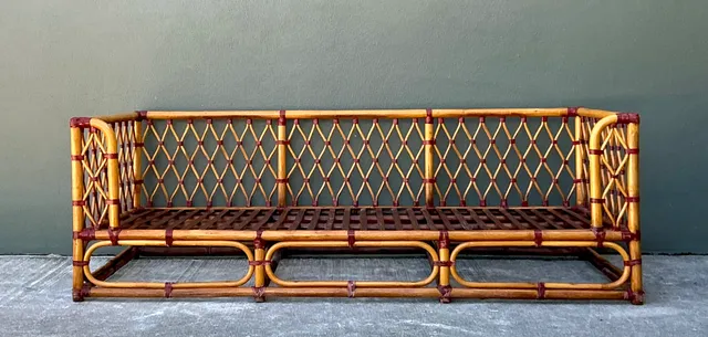 Vintage Trellis Rattan Sofa — additional photo 8